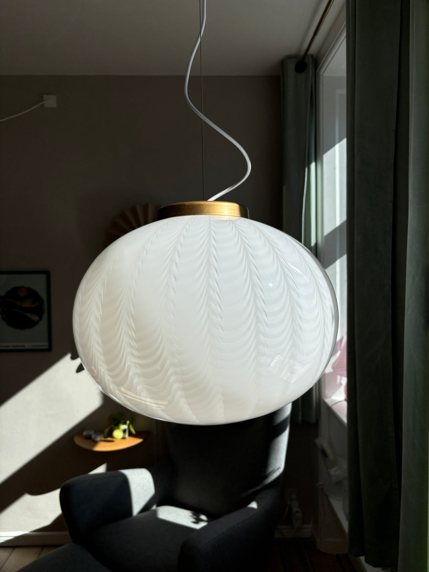 Vintage Murano loftslampe med peacock mønster 45 cm