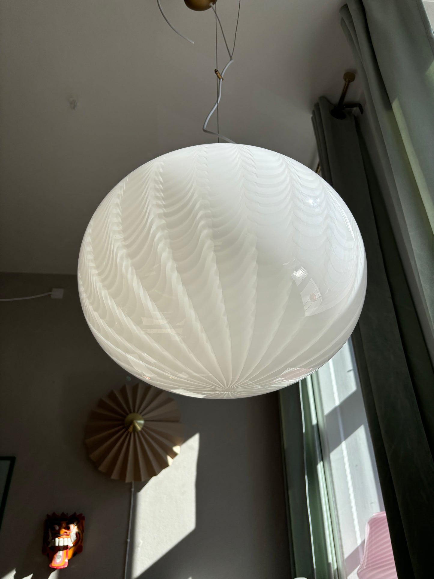 Vintage Murano loftslampe med peacock mønster 45 cm