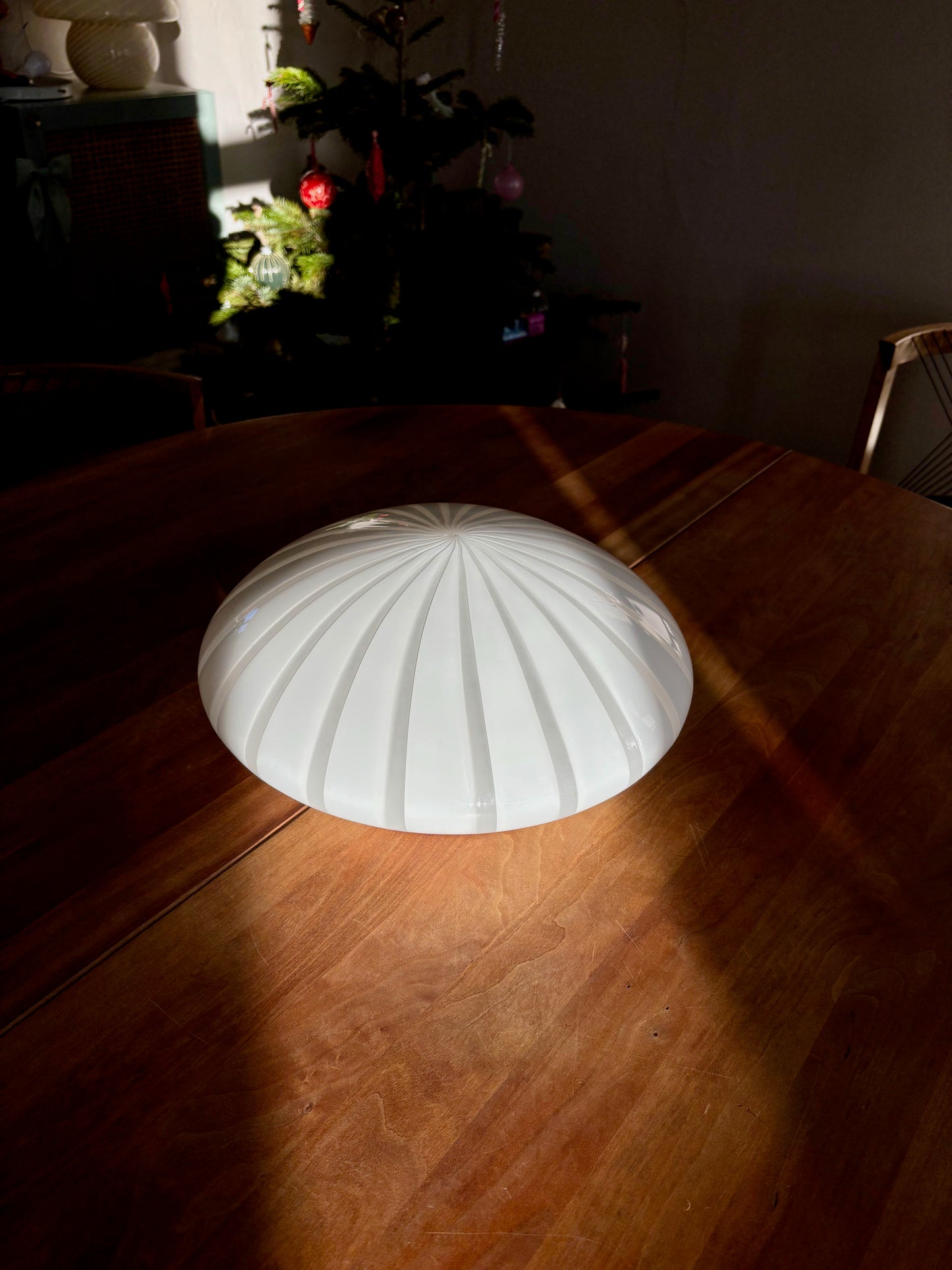 Vintage Murano plafond hvid vertikalt filigrana 35 cm