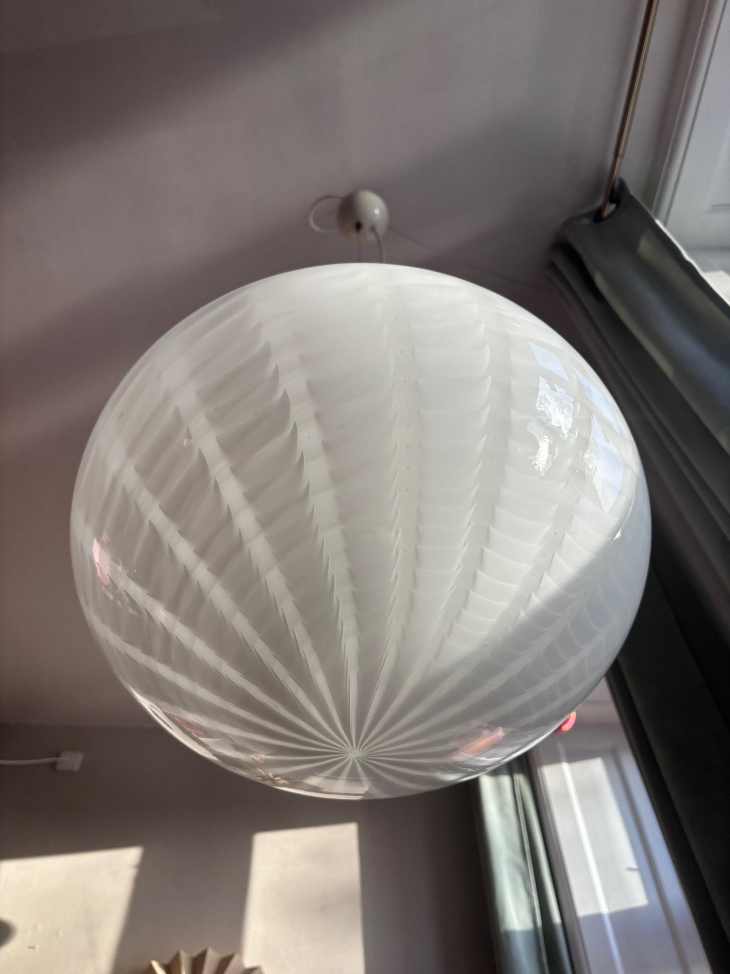 Vintage Murano loftslampe med peacock mønster 45 cm