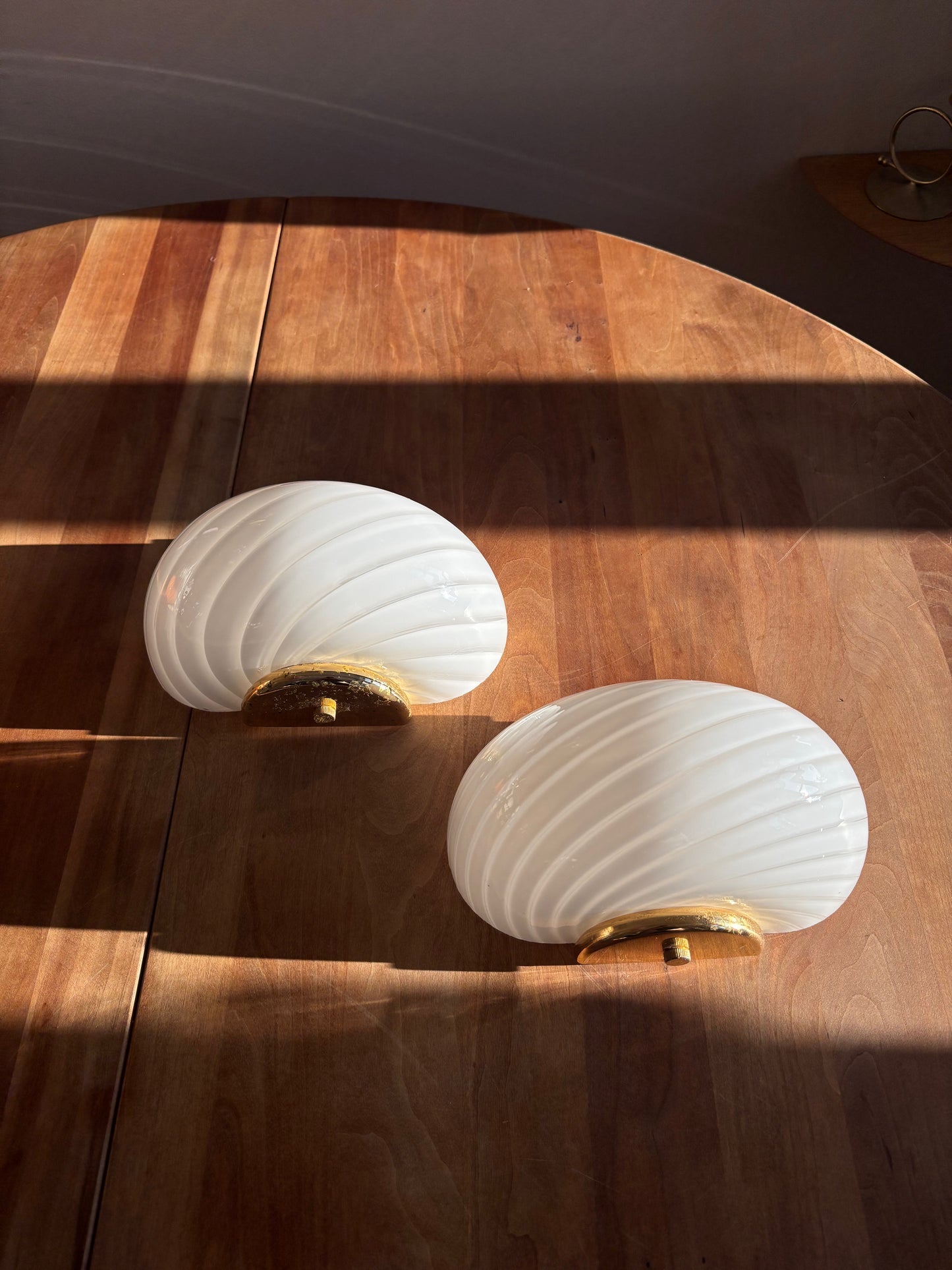 Vintage Murano muslinge væglampe i hvid swirl