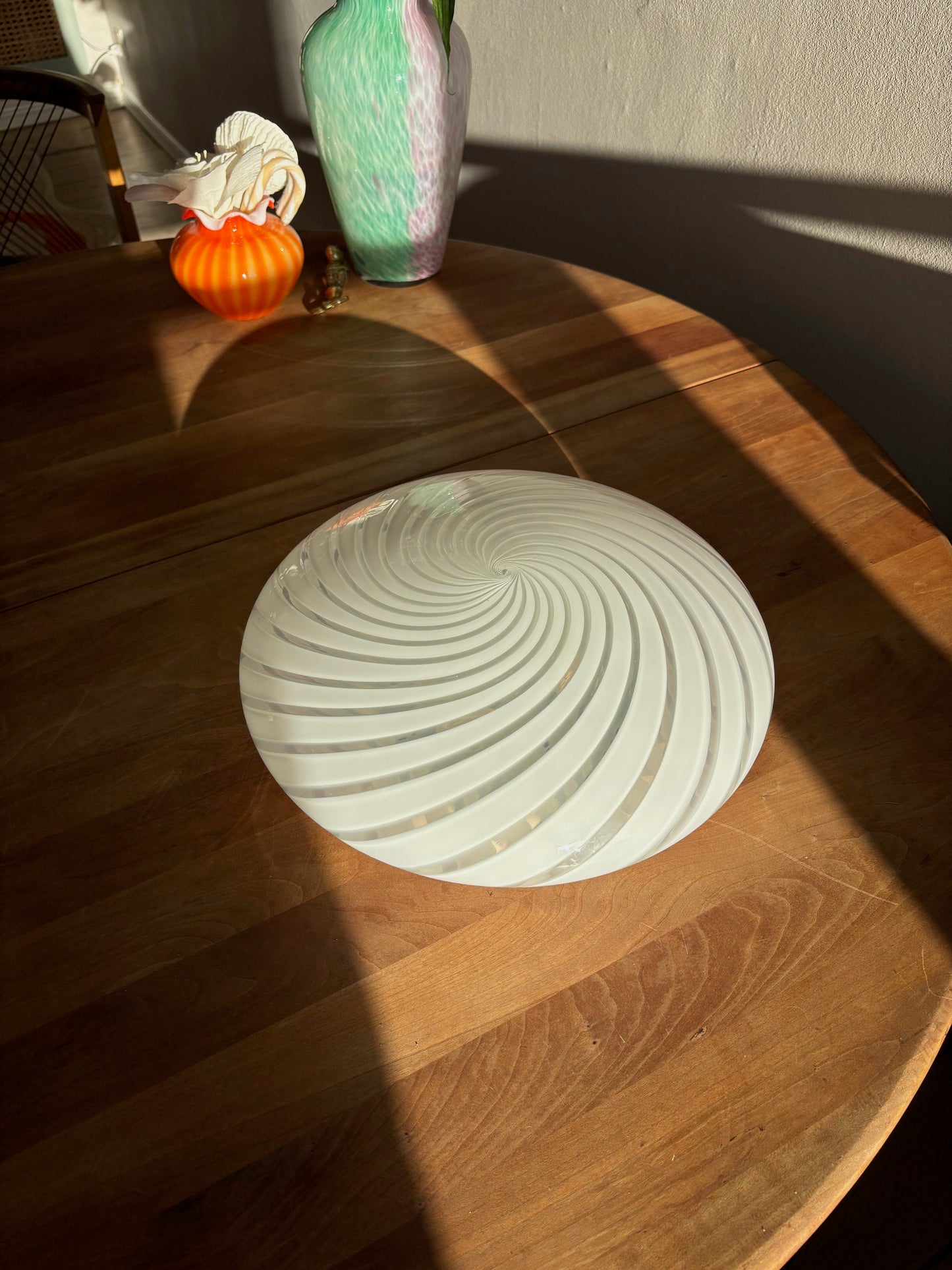 Vintage Murano plafond hvid swirl 32 cm