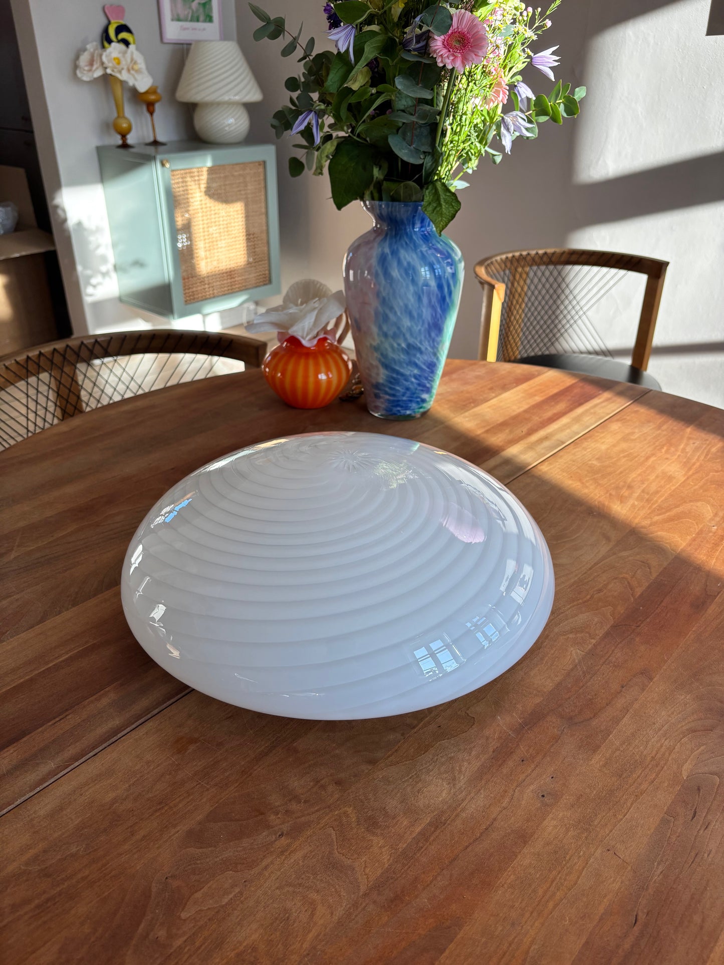 Vintage Murano plafond hvid swirl 38 cm