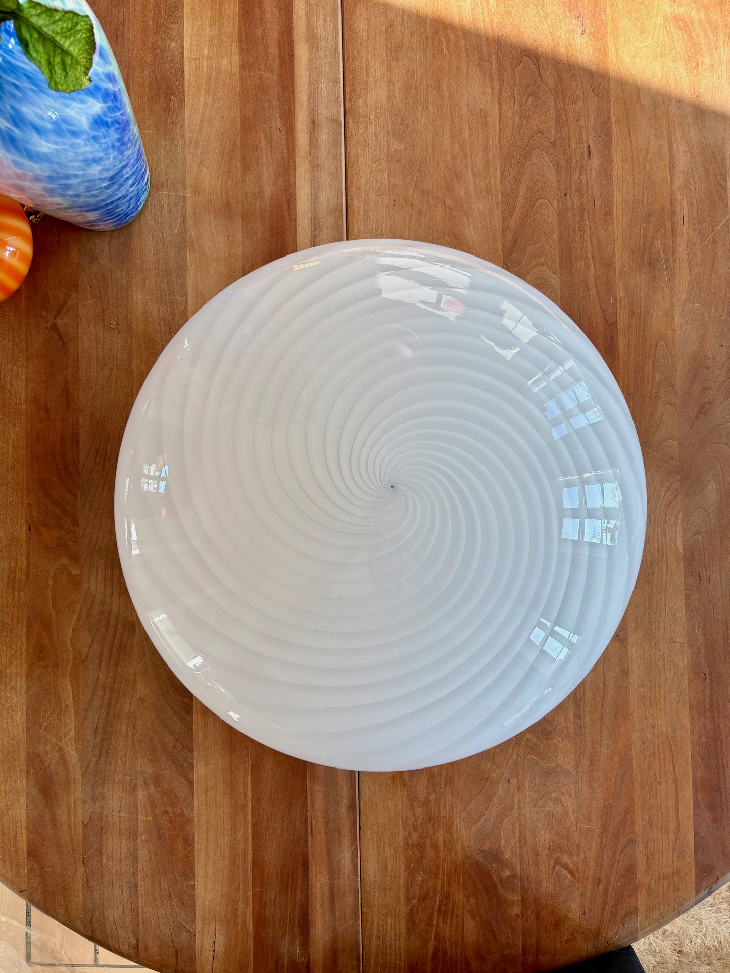 Kæmpe vintage Murano plafond i hvid swirl 50 cm