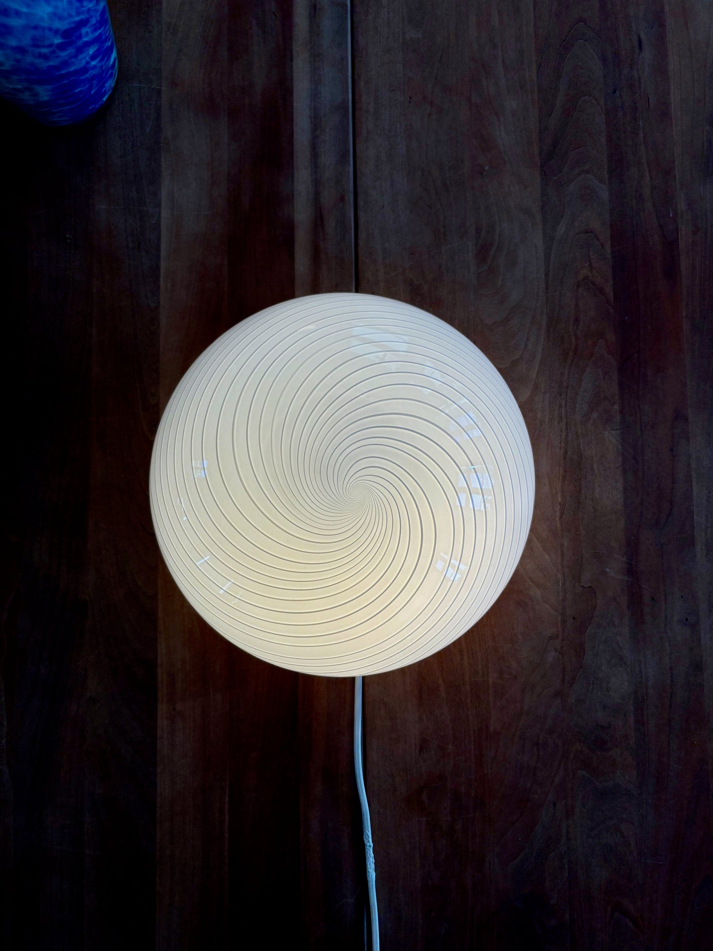 Vintage Murano plafond hvid m. hvide swirl striber 30 cm