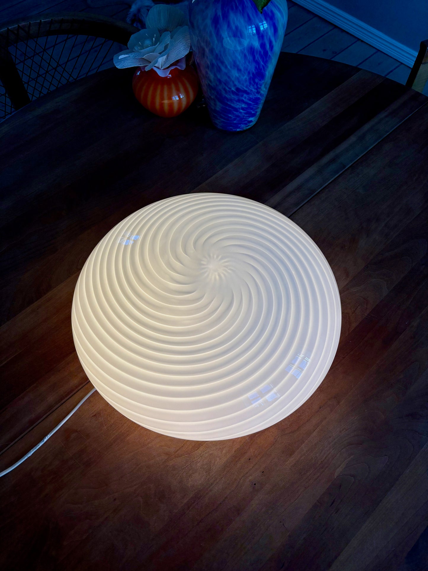 Vintage Murano plafond hvid swirl 38 cm