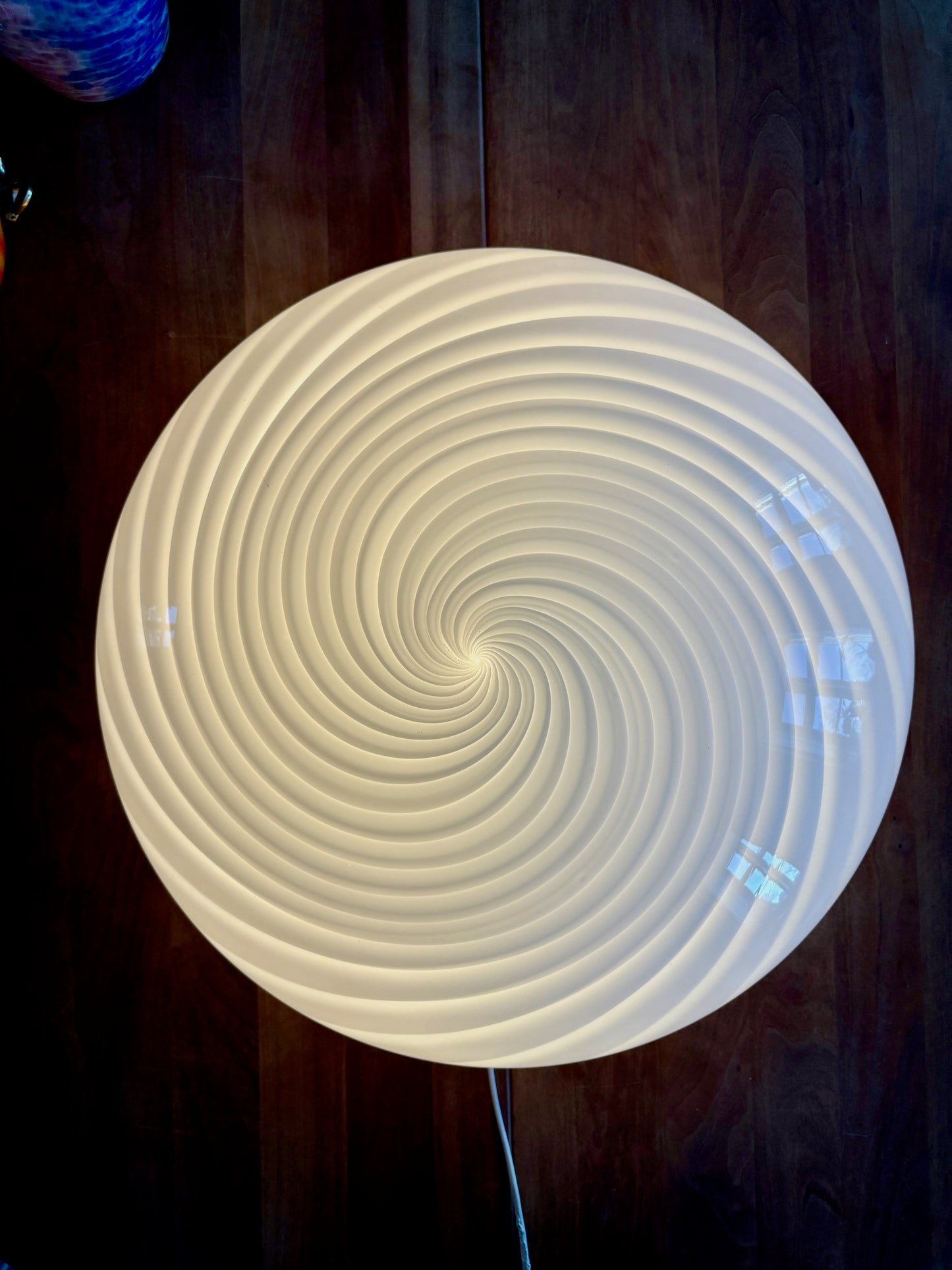 Kæmpe vintage Murano plafond i hvid swirl 50 cm