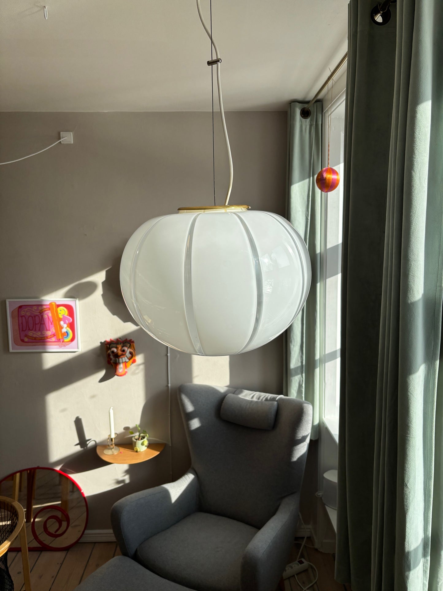 Vintage Murano pendel med vertikalt rigadin 40 cm