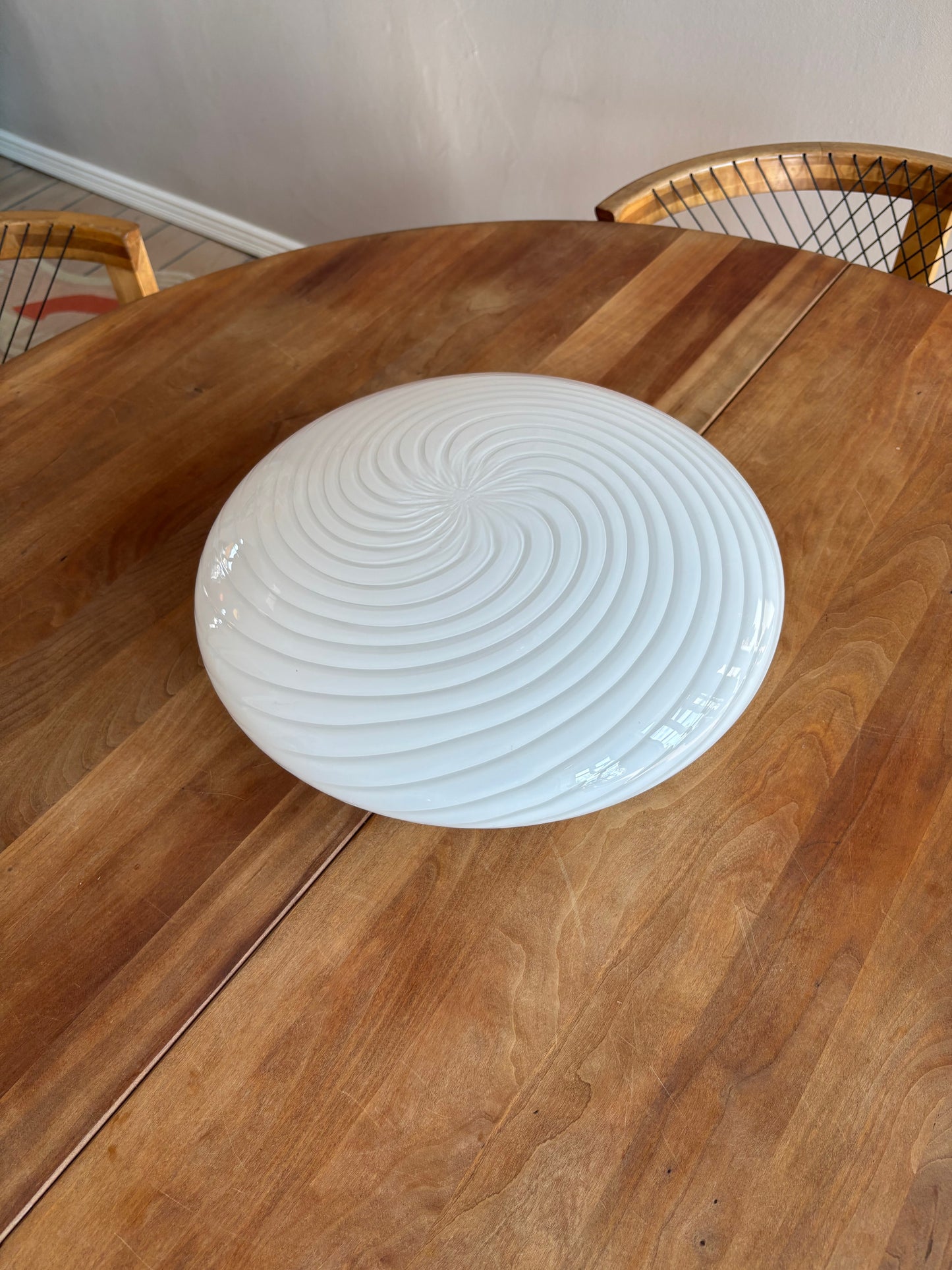 Vintage Murano plafond hvidt swirl 35 cm