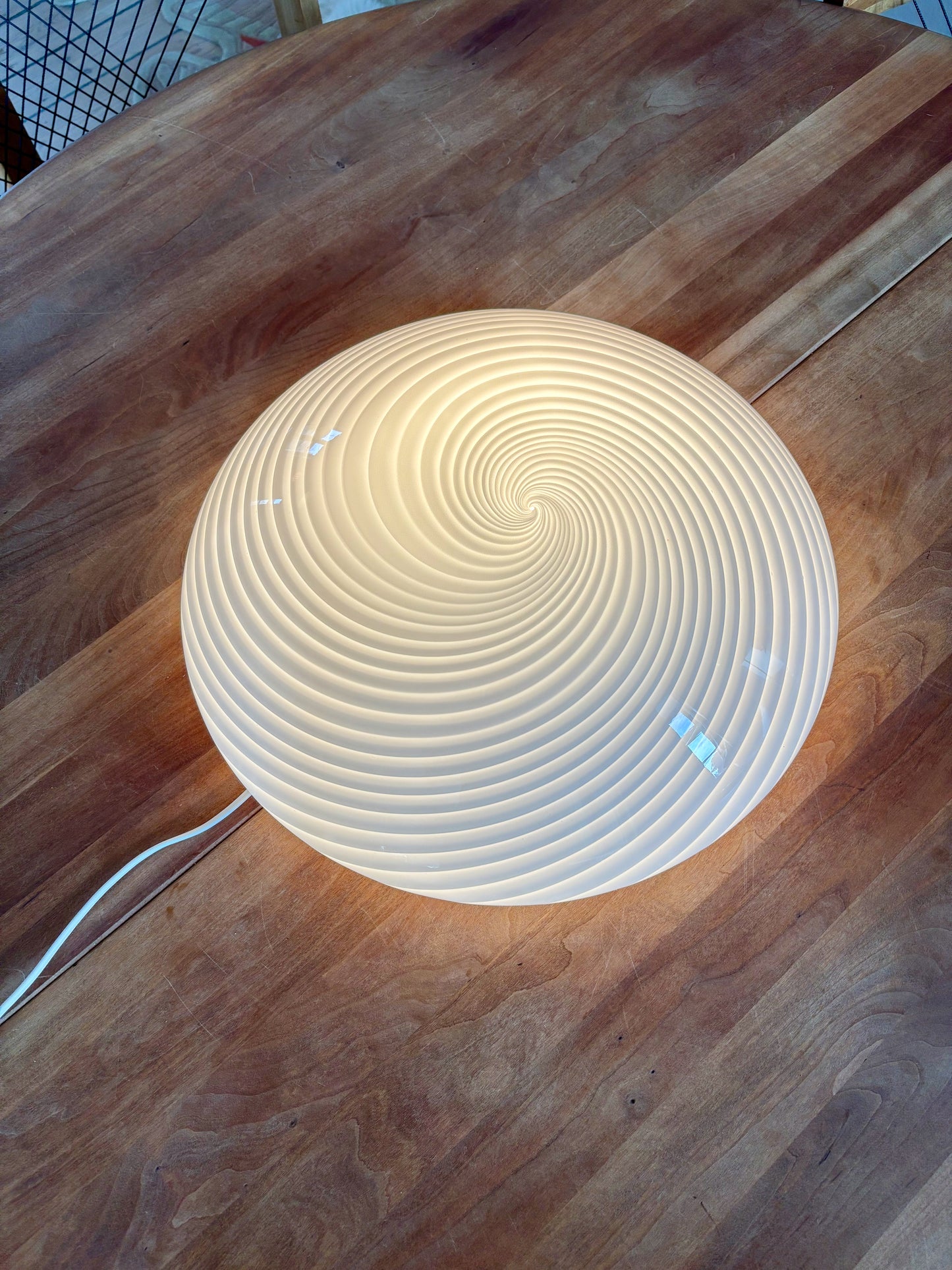 Vintage Murano plafond hvidt swirl 40 cm