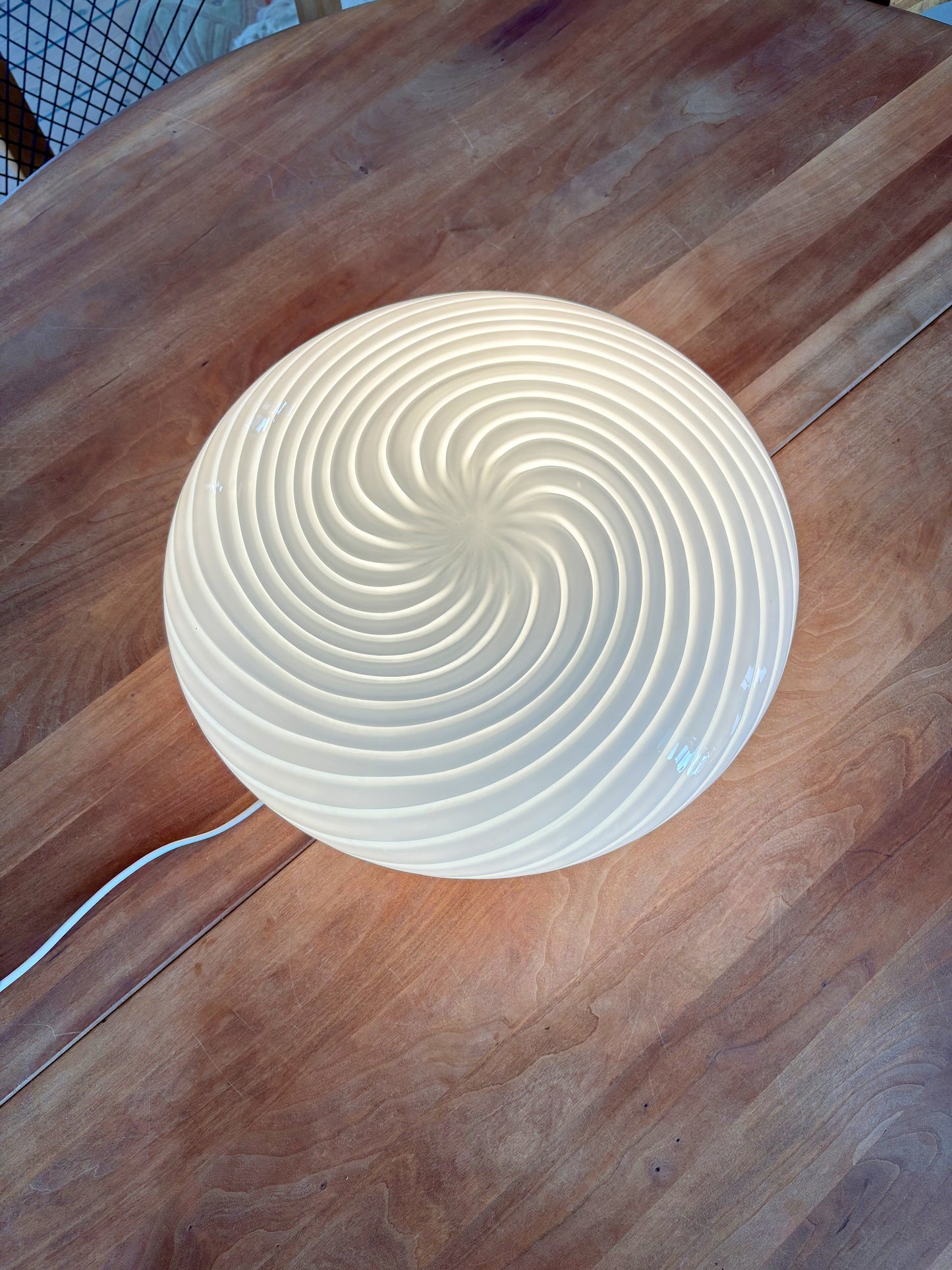 Vintage Murano plafond hvidt swirl 35 cm