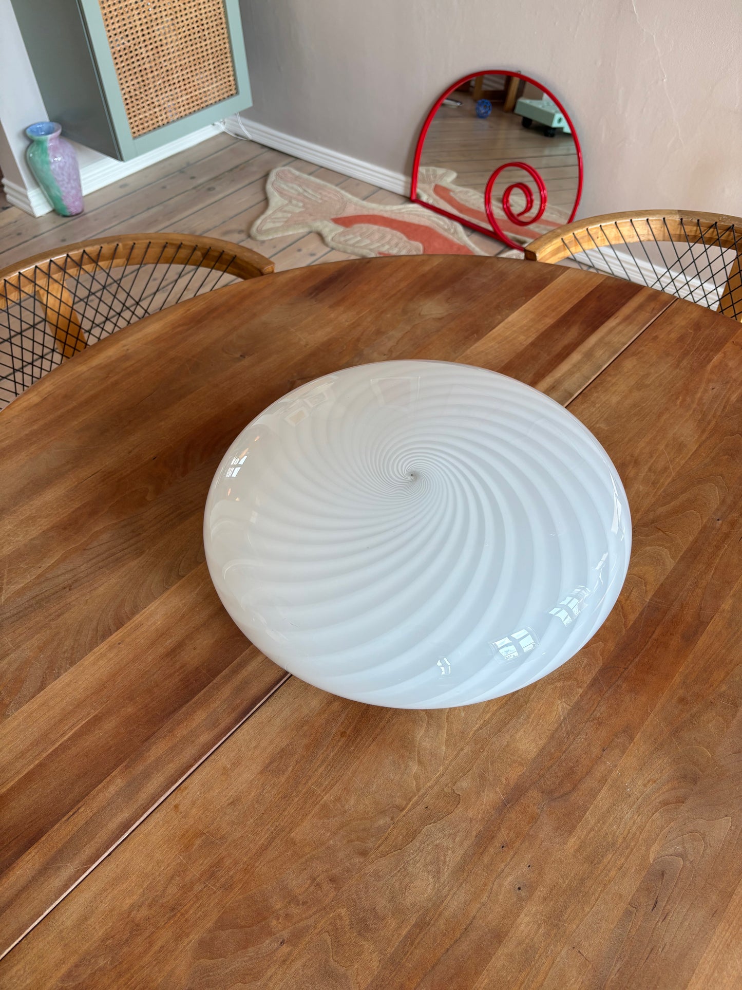 Vintage Murano plafond hvidt swirl 40 cm