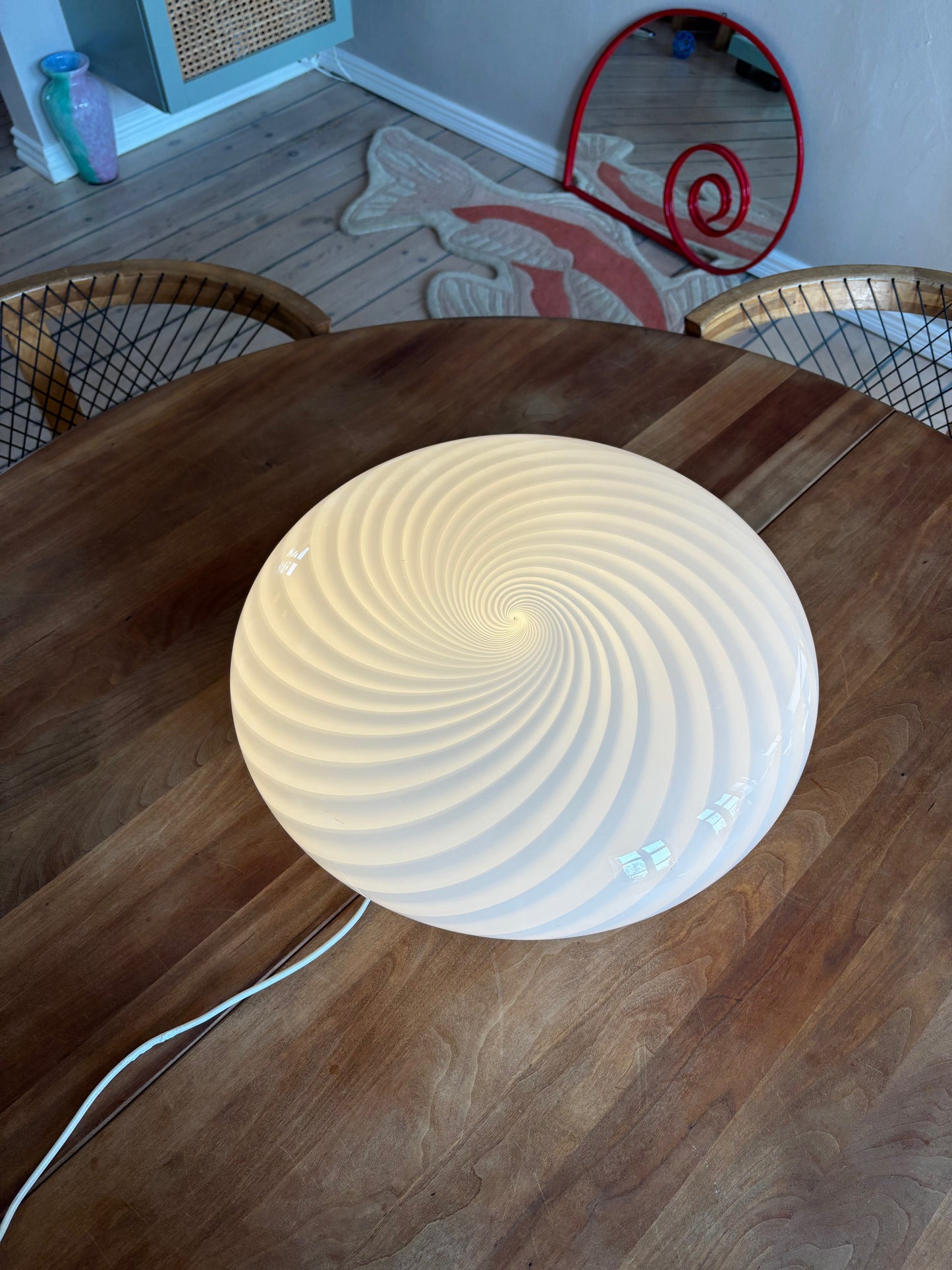 Vintage Murano plafond hvidt swirl 40 cm