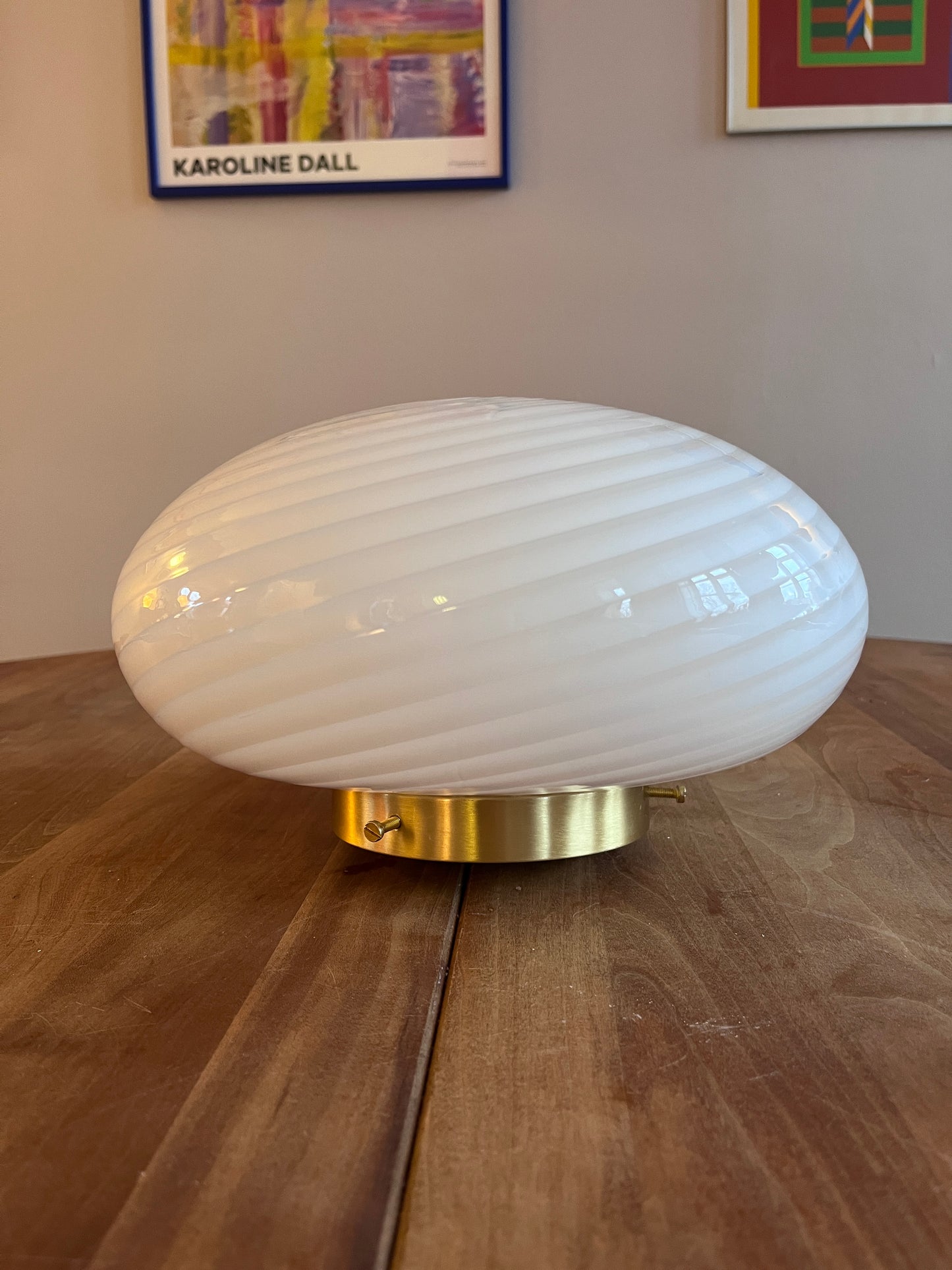 Vintage Murano plafond med hvidt swirl 27 cm