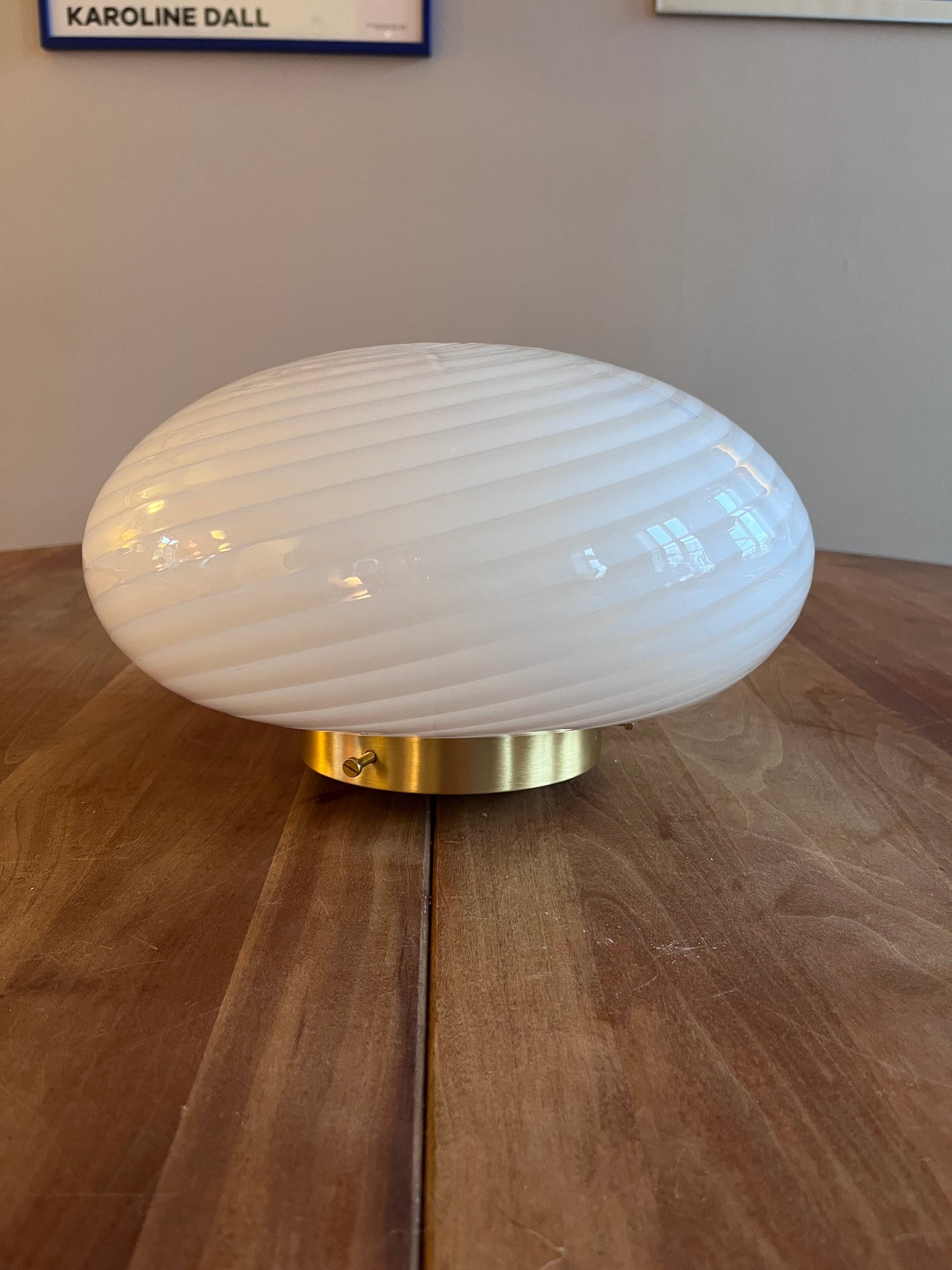 Vintage Murano plafond med hvidt swirl 27 cm