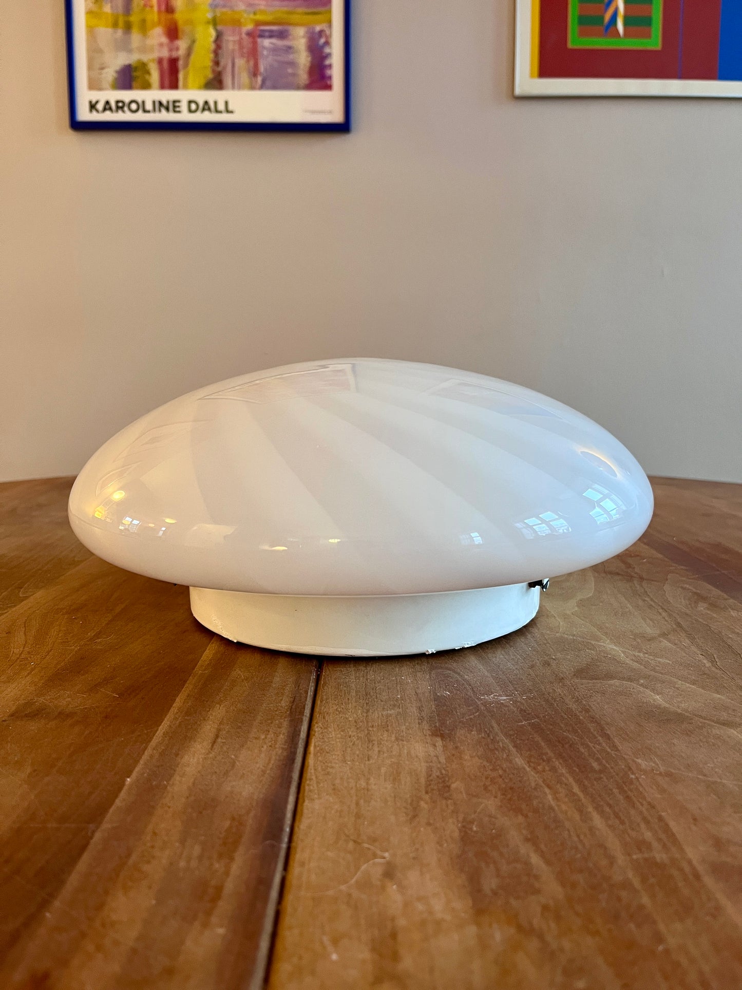 Vintage Murano plafond med hvidt swirl 30 cm