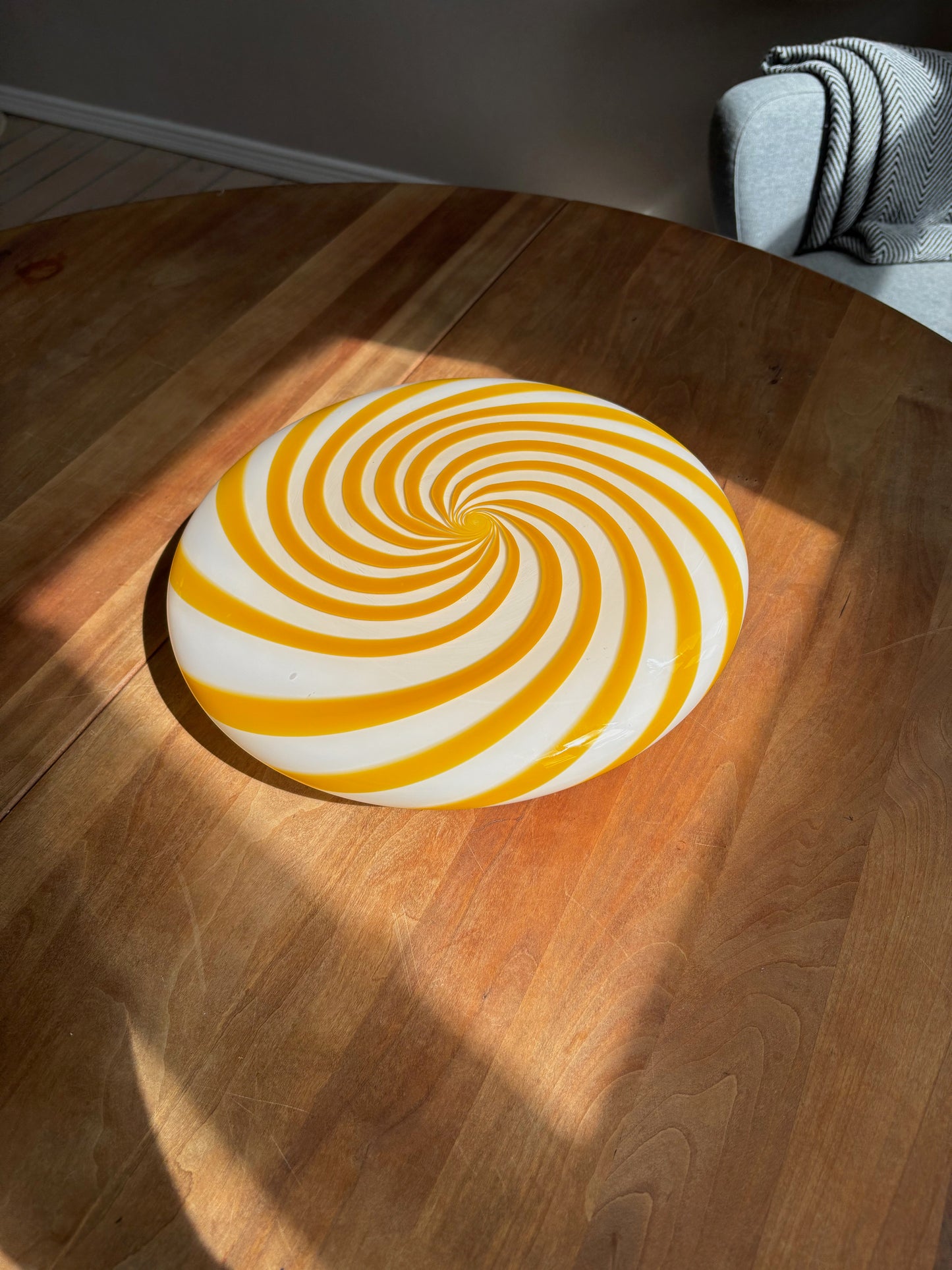 Murano plafond 30 cm i amber gul swirl