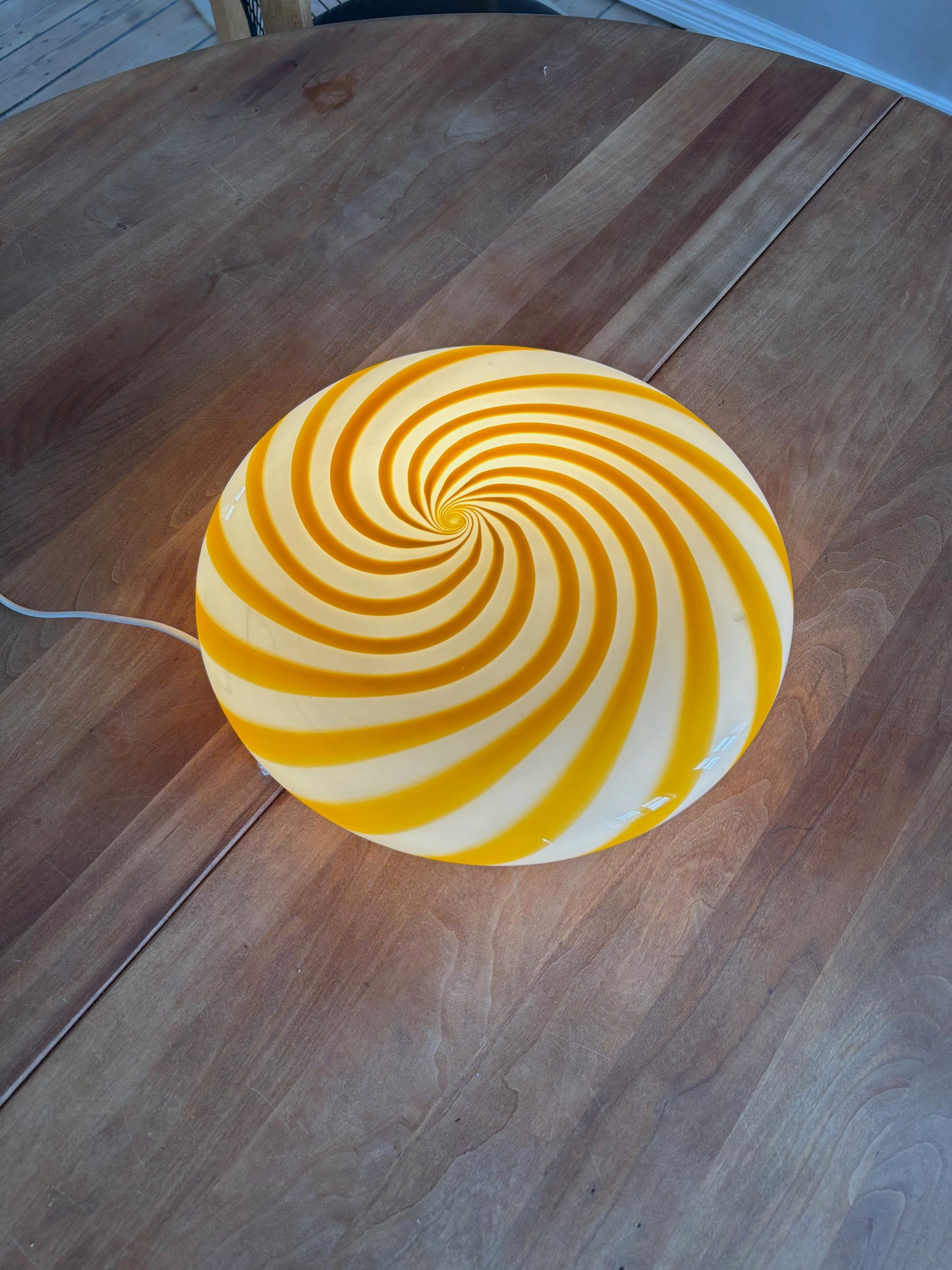 Murano plafond 30 cm i amber gul swirl