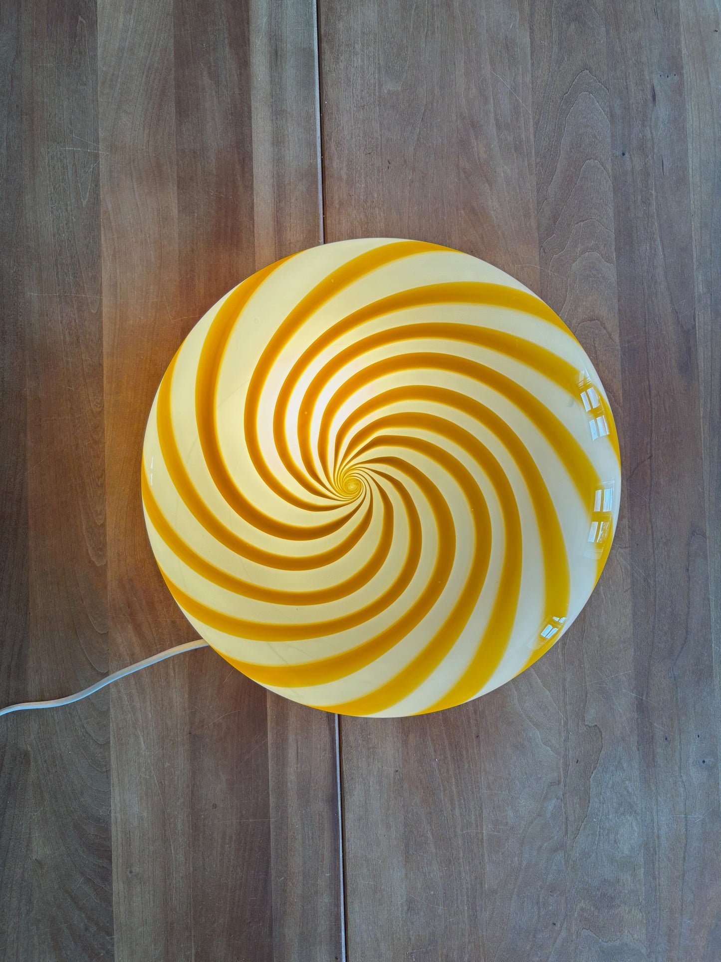 Murano plafond 30 cm i amber gul swirl