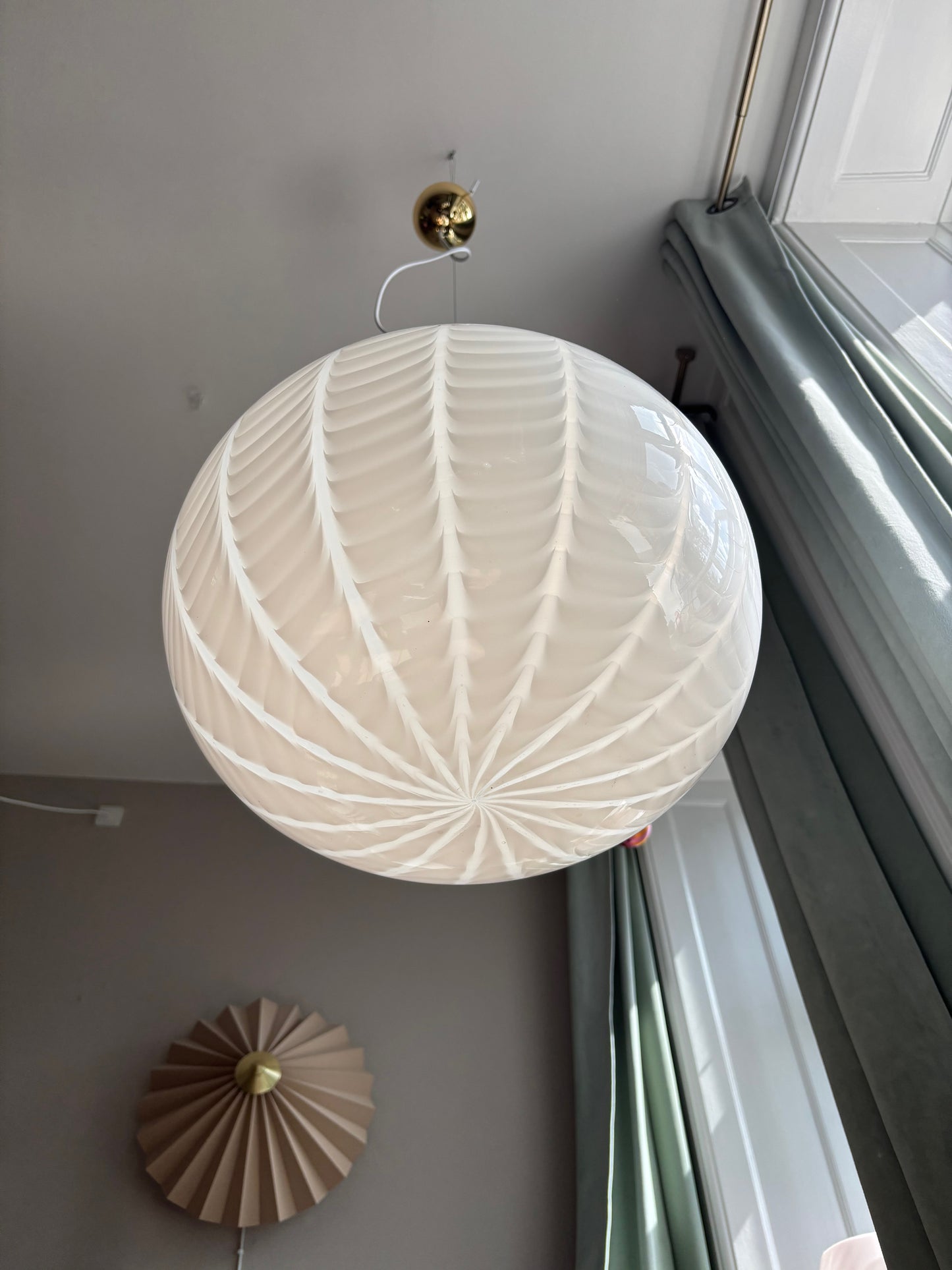 Vintage Murano pendel med peacock mønster 42 cm
