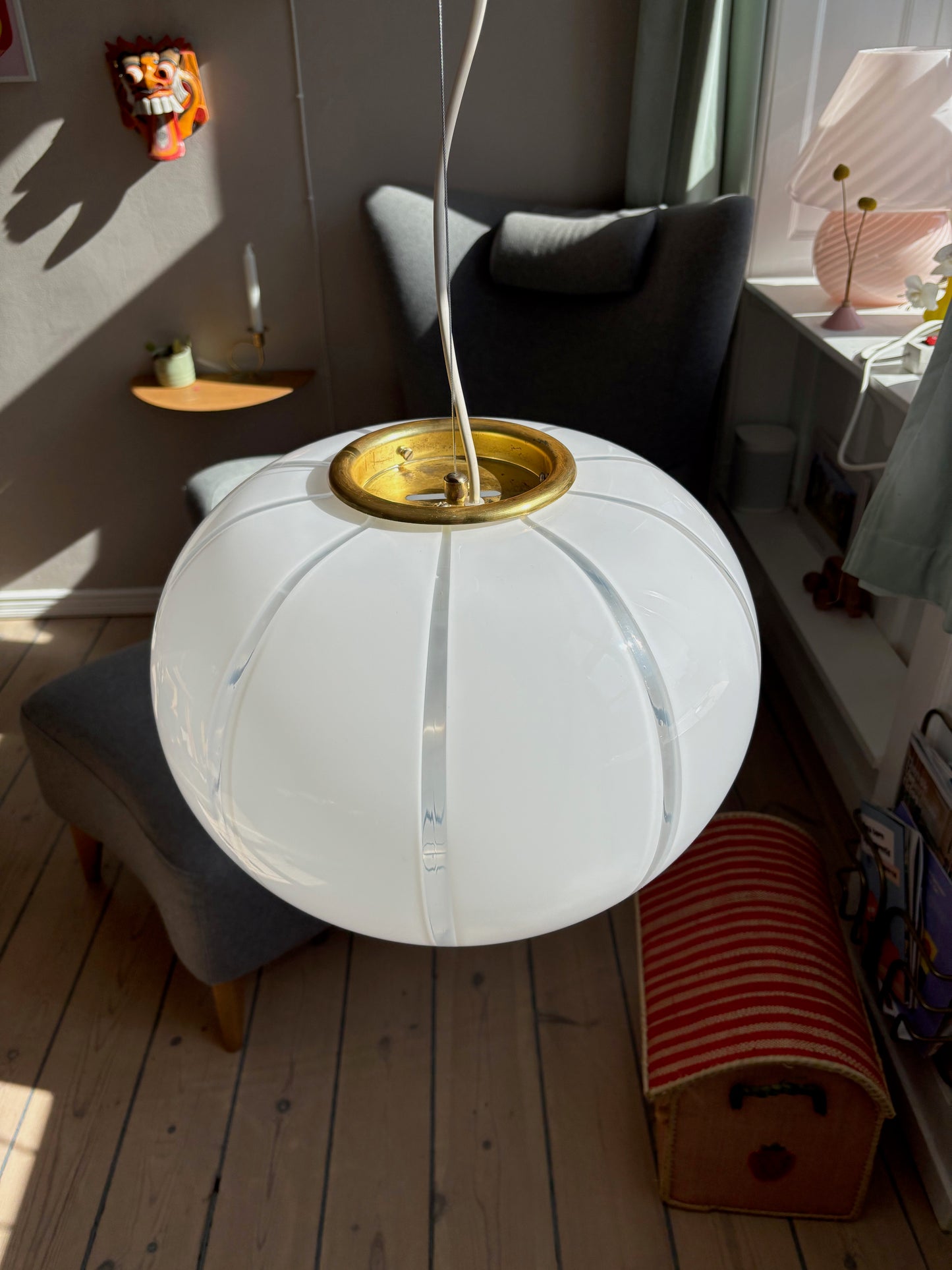 Vintage Murano pendel med vertikalt rigadin 40 cm