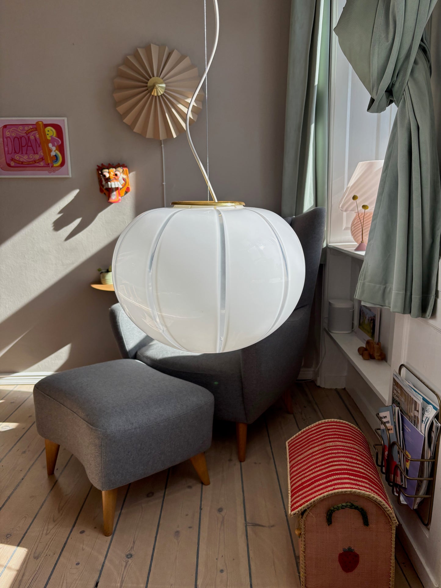 Vintage Murano pendel med vertikalt rigadin 40 cm