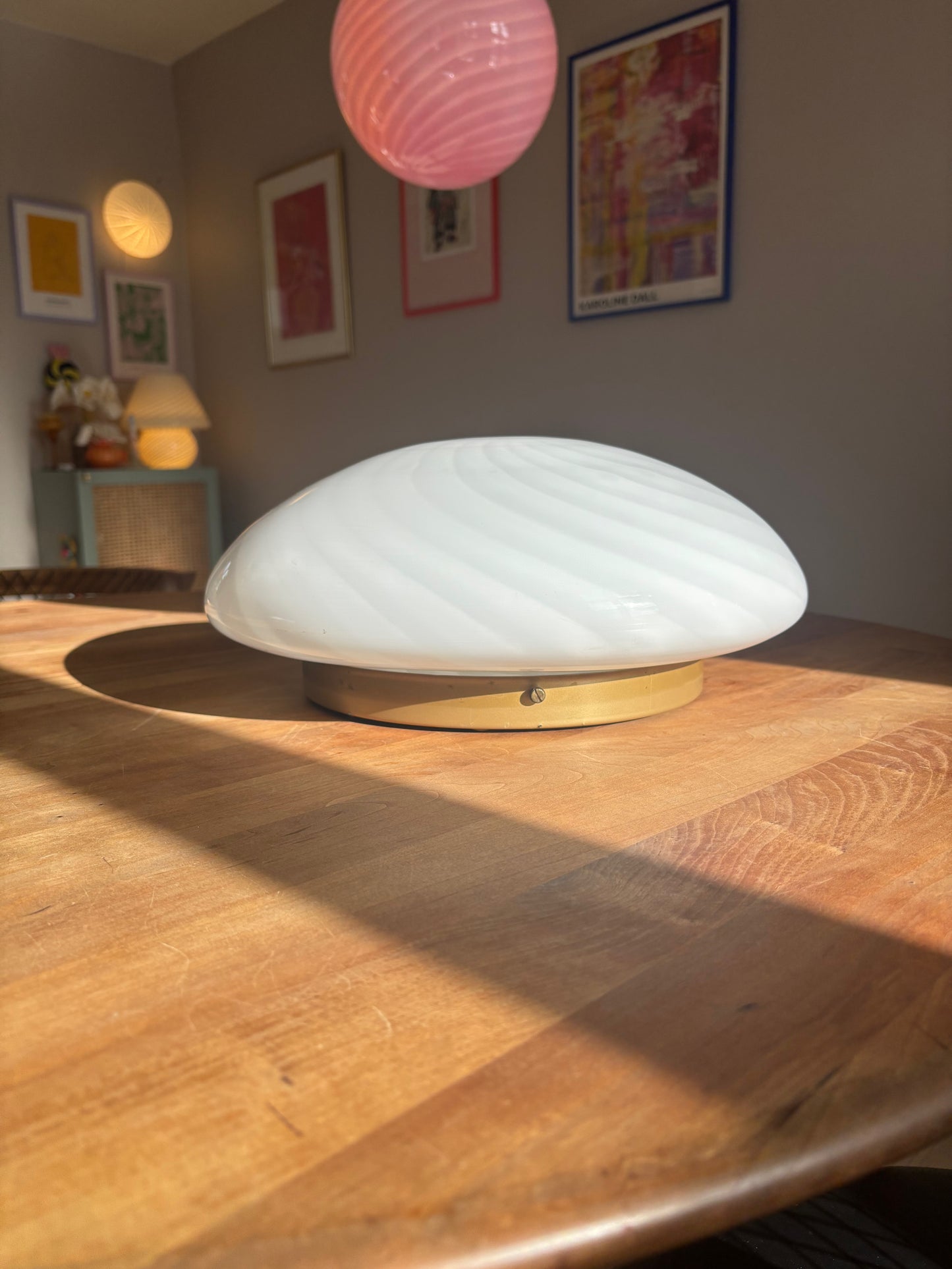 Vintage Murano plafond hvidt swirl 36 cm