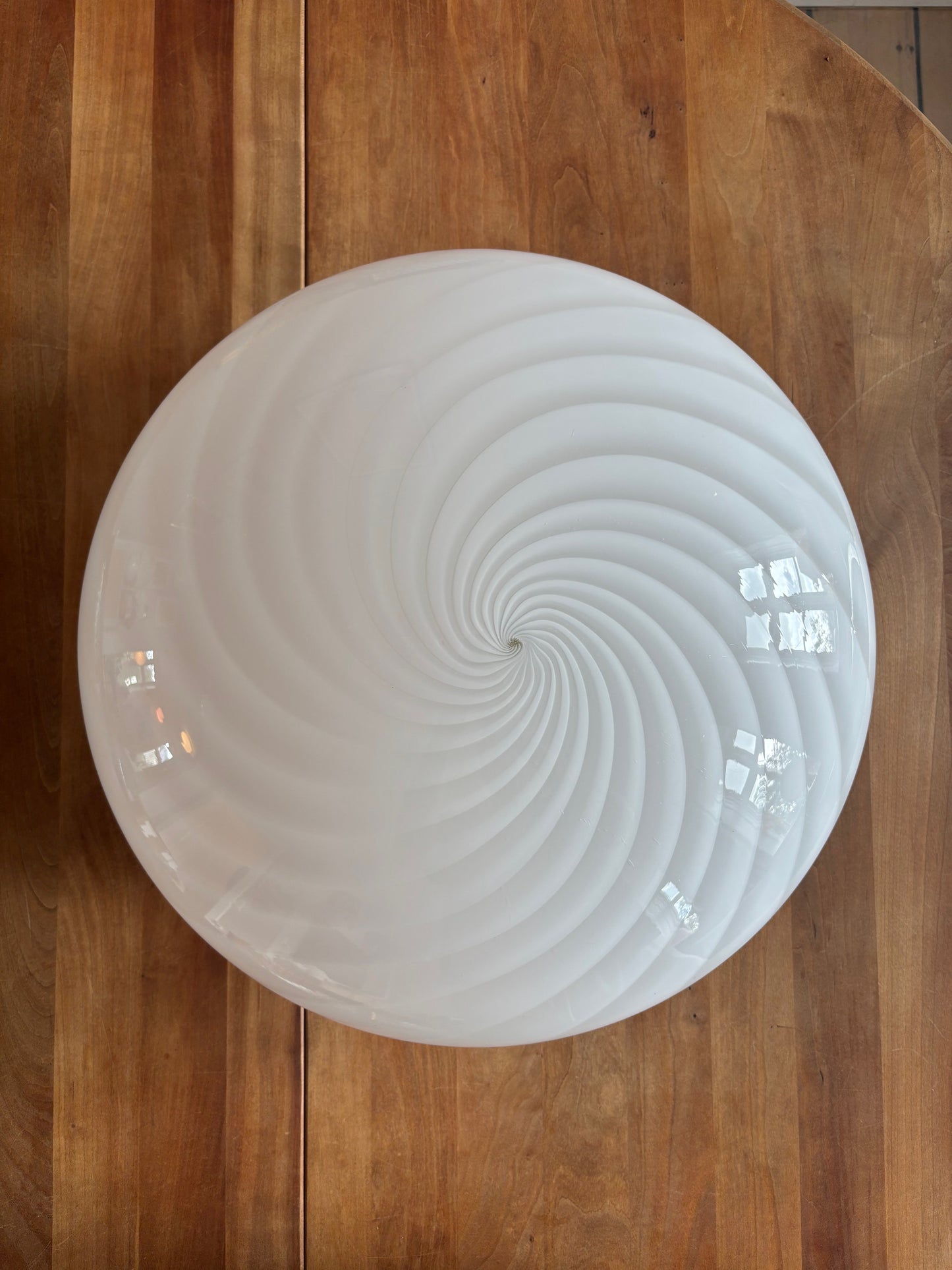 Kæmpe vintage Murano plafond hvidt swirl 46 cm