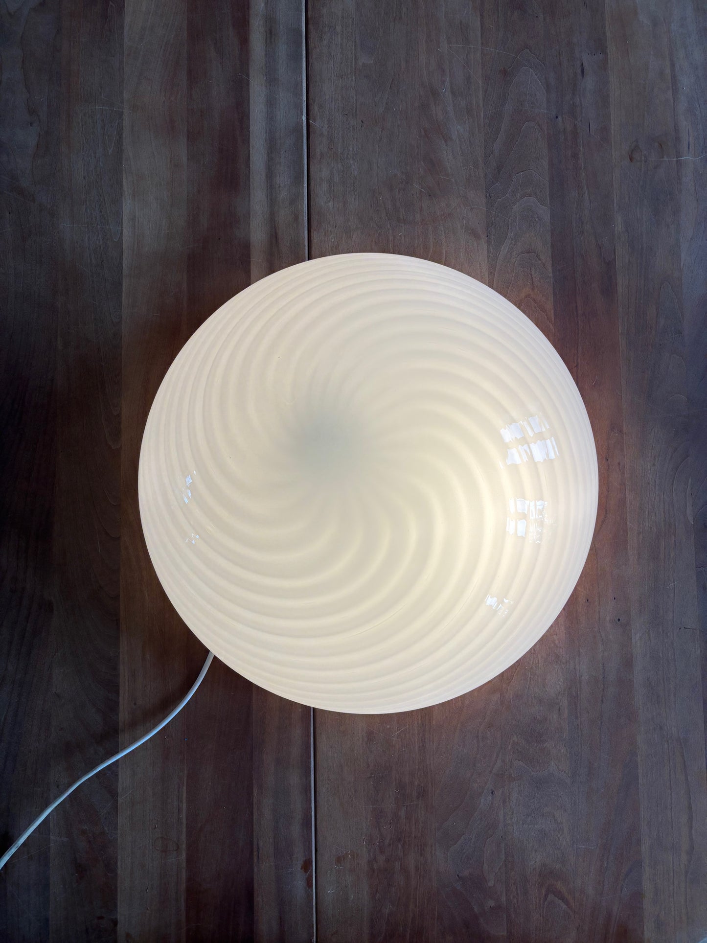 Vintage Murano plafond hvidt swirl 37 cm