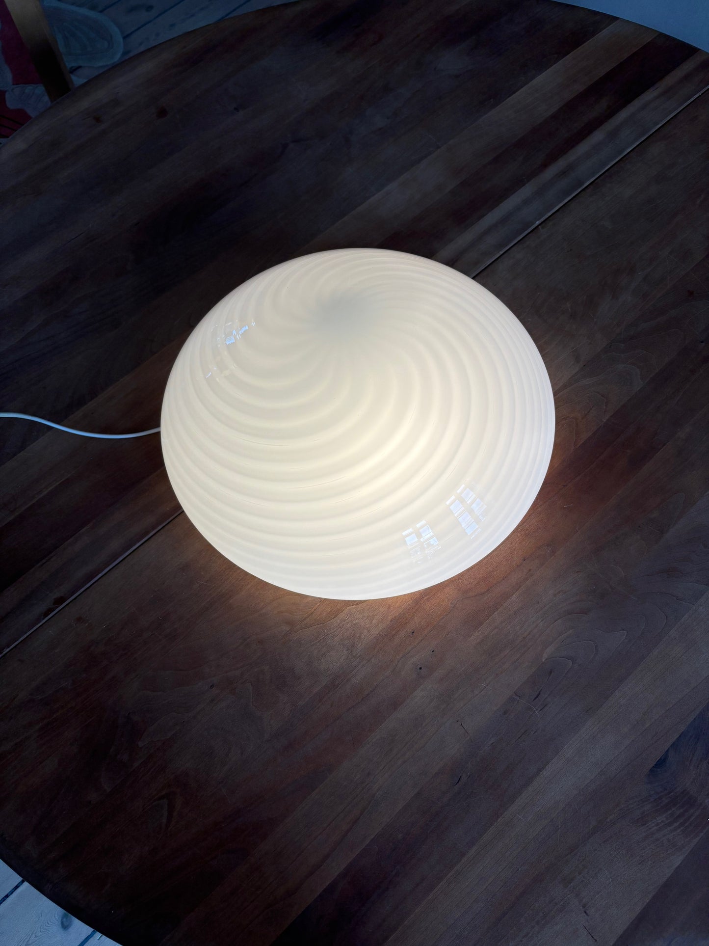 Vintage Murano plafond hvidt swirl 37 cm