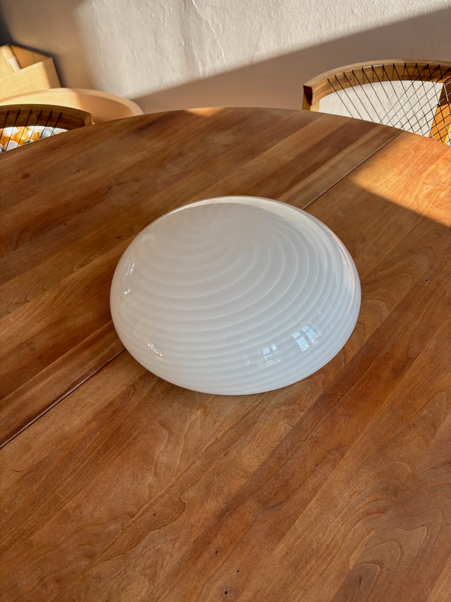 Vintage Murano plafond 30 cm i hvidt swirl