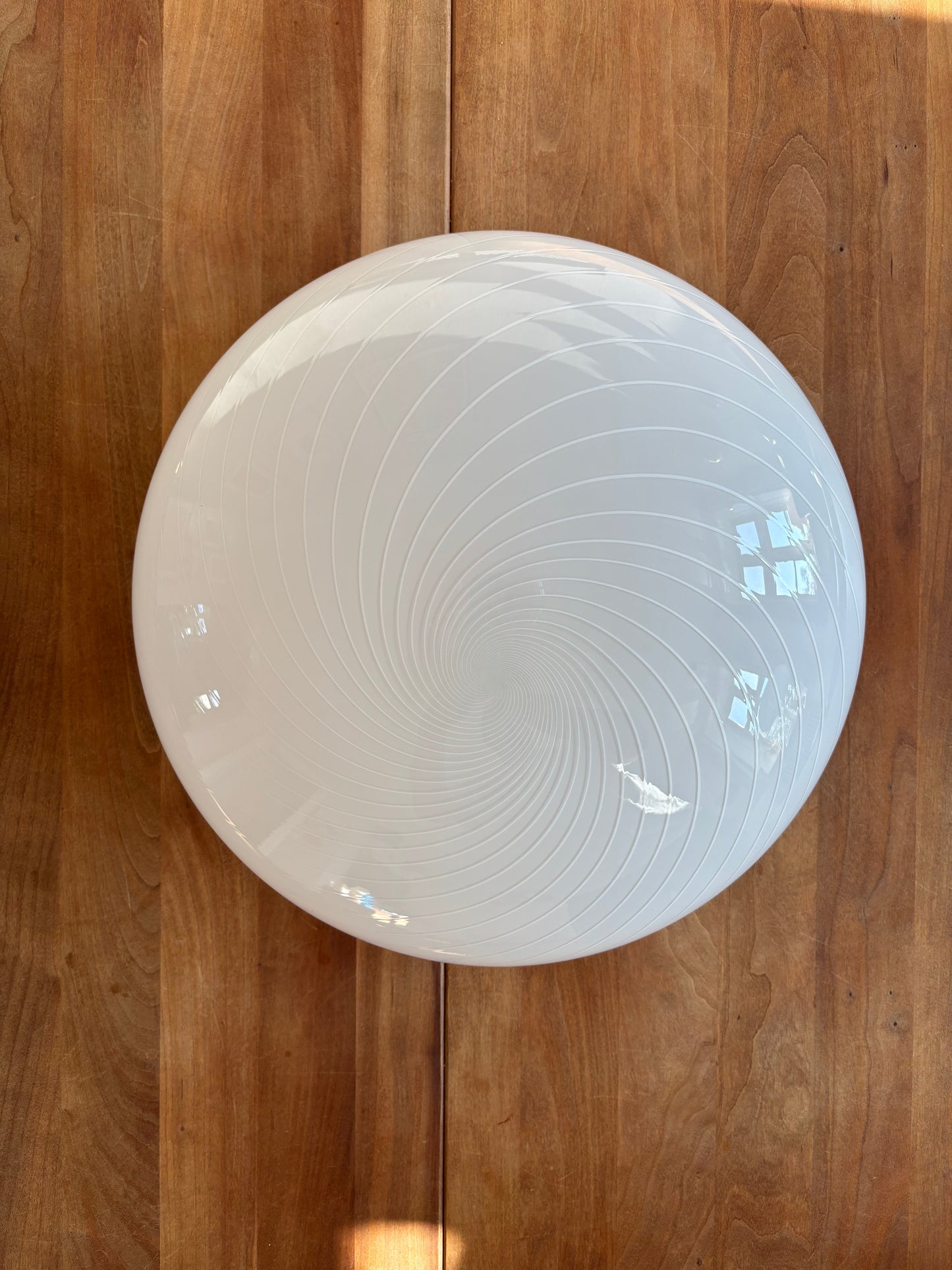 Vintage Murano plafond hvid med hvidt swirl 36 cm