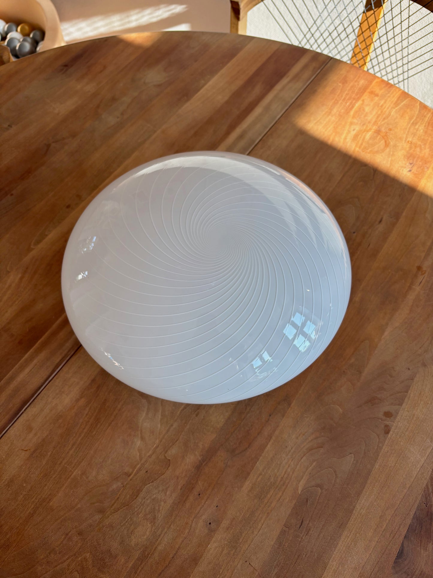 Vintage Murano plafond hvid med hvidt swirl 36 cm