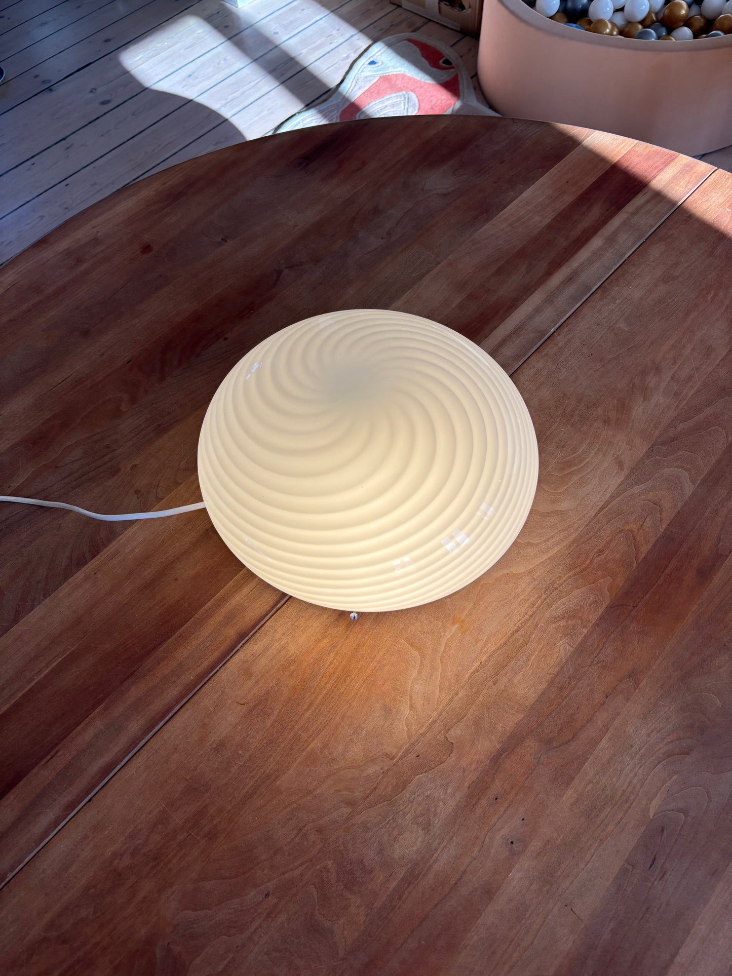 Vintage Murano plafond 30 cm i hvidt swirl