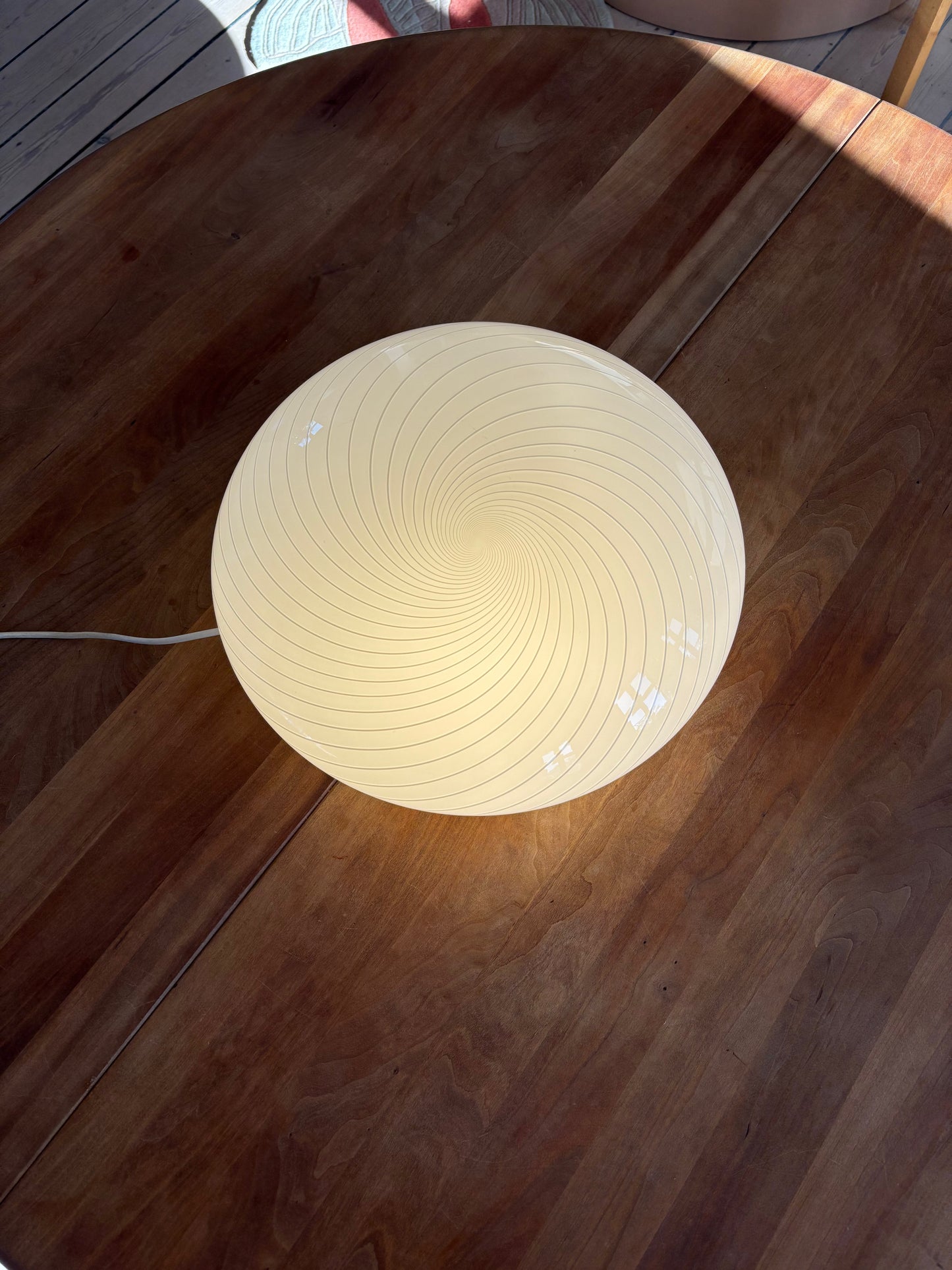 Vintage Murano plafond hvid med hvidt swirl 36 cm
