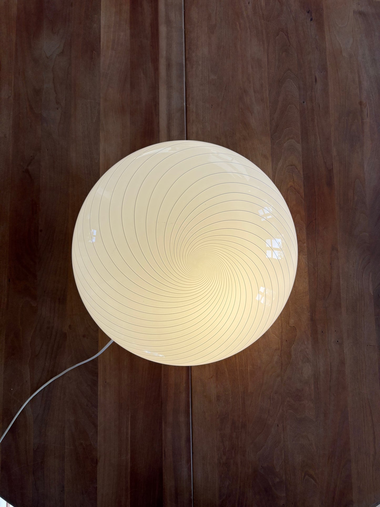 Vintage Murano plafond hvid med hvidt swirl 36 cm