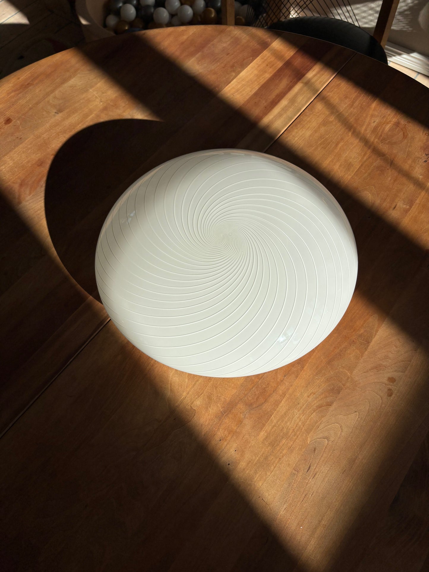 Vintage Murano plafond hvid med hvidt swirl 36 cm