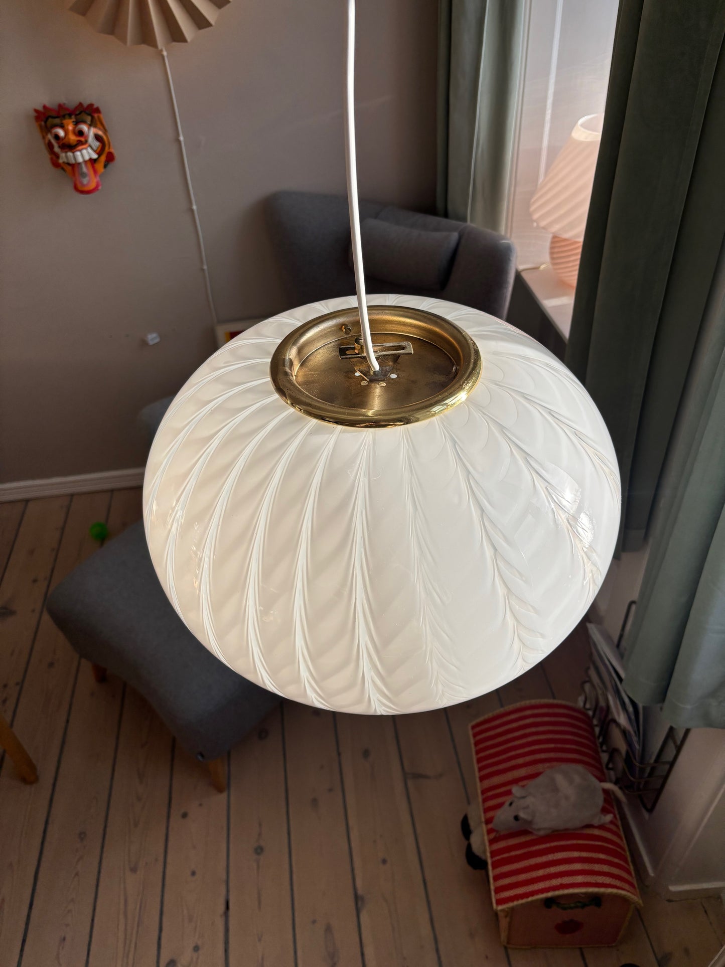 Vintage Murano pendel peacock 45 cm med Murano mærke