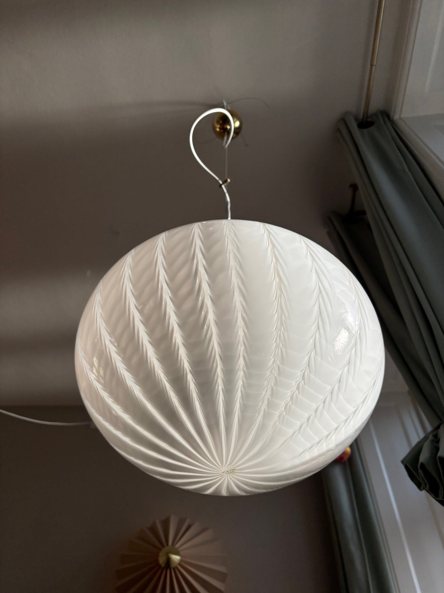 Vintage Murano pendel peacock 45 cm med Murano mærke