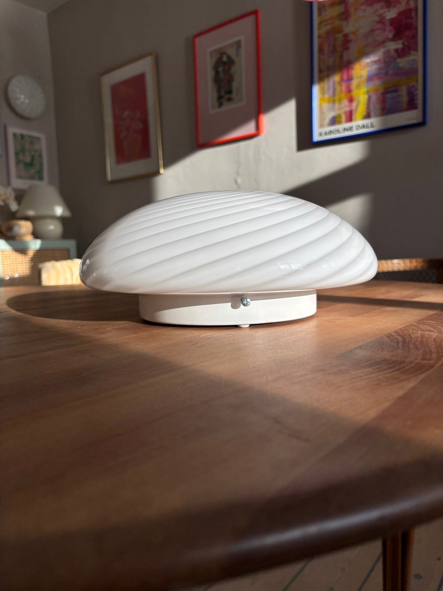 Vintage Murano plafond med hvidt swirl 30 cm