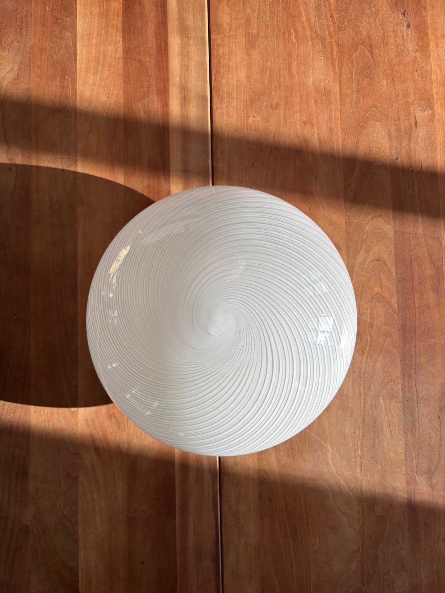 Vintage Murano plafond i hvidt og mørkt swirl 30 cm