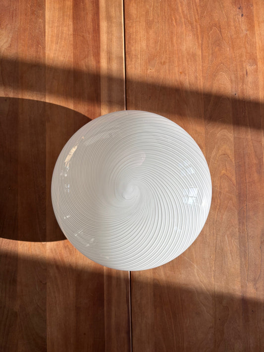 Vintage Murano plafond i hvidt og mørkt swirl 30 cm