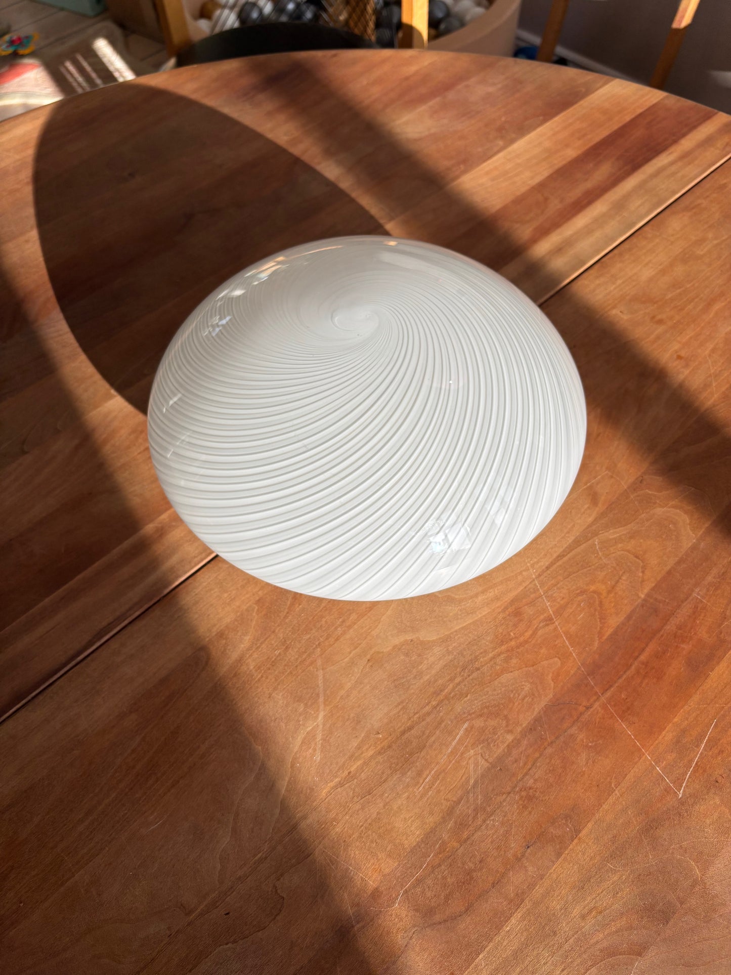 Vintage Murano plafond i hvidt og mørkt swirl 30 cm