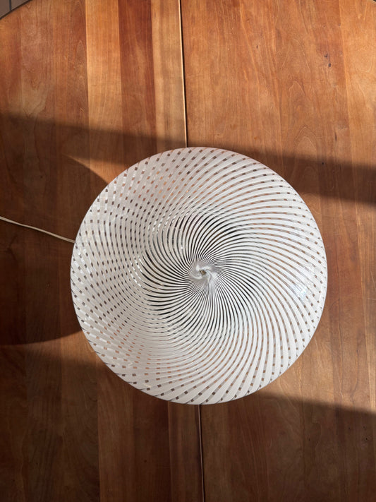 Vintage Murano plafond transperant glas med hvidt swirl 37 cm