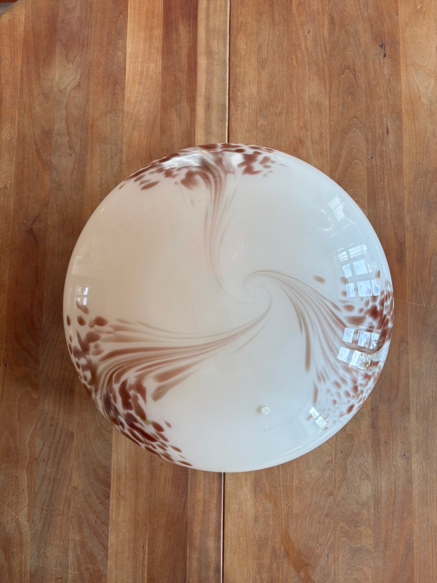 Kæmpe vintage Murano plafond "La Murrina" i cremegul med rødt mønster 45 cm