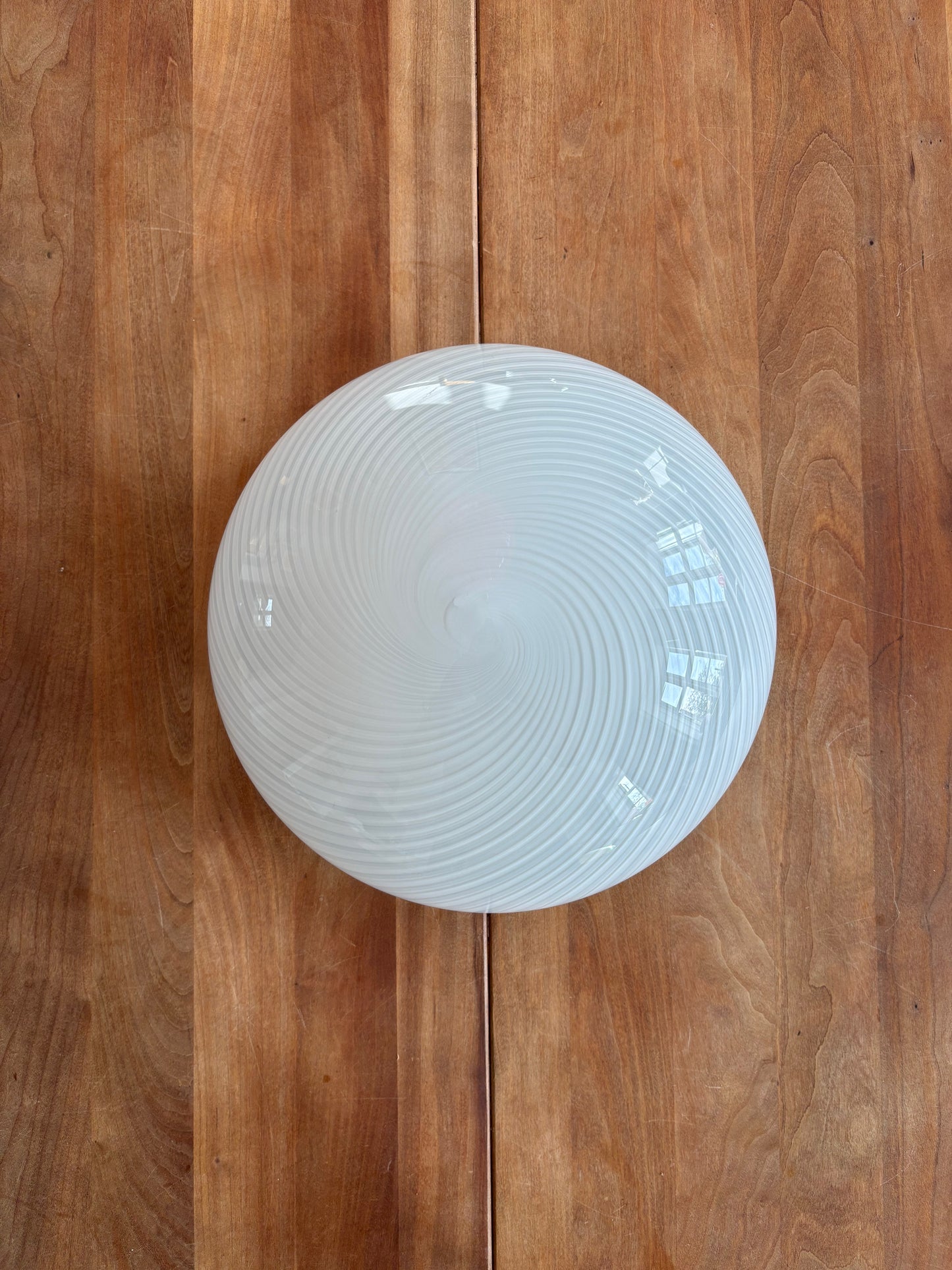 Vintage Murano plafond i hvidt og mørkt swirl 30 cm