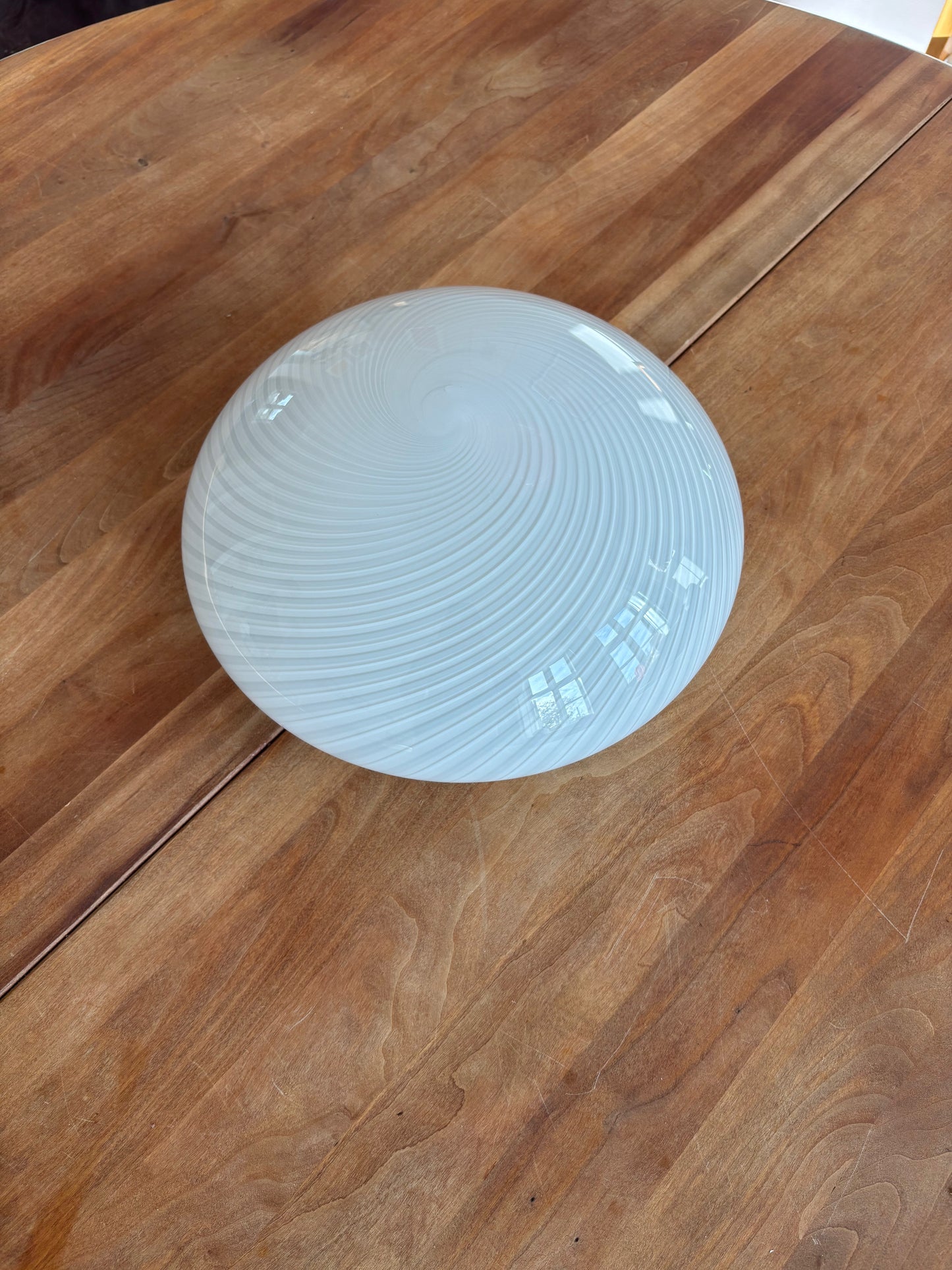Vintage Murano plafond i hvidt og mørkt swirl 30 cm