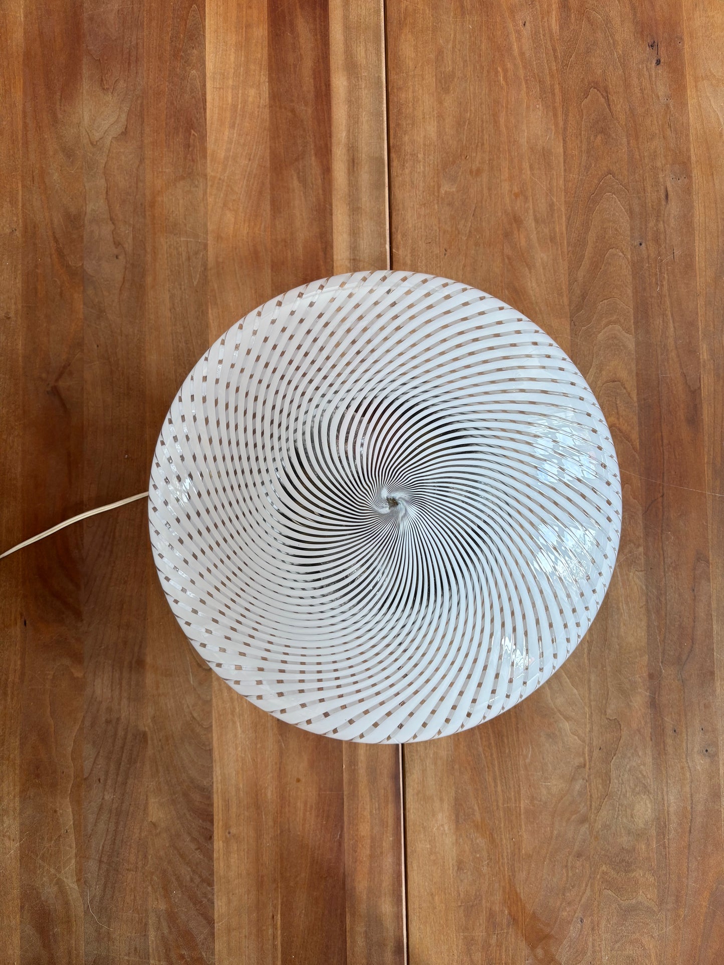 Vintage Murano plafond transperant glas med hvidt swirl 37 cm