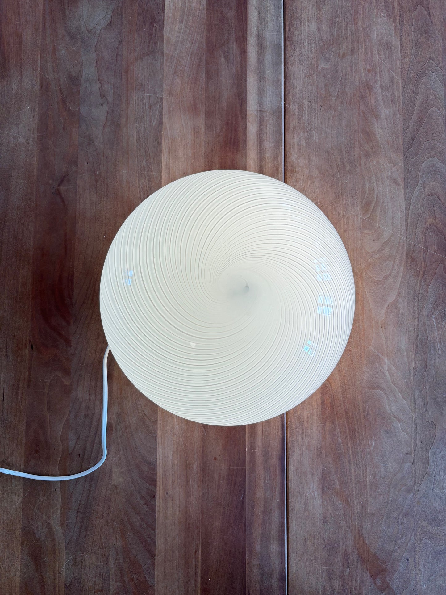 Vintage Murano plafond i hvidt og mørkt swirl 30 cm