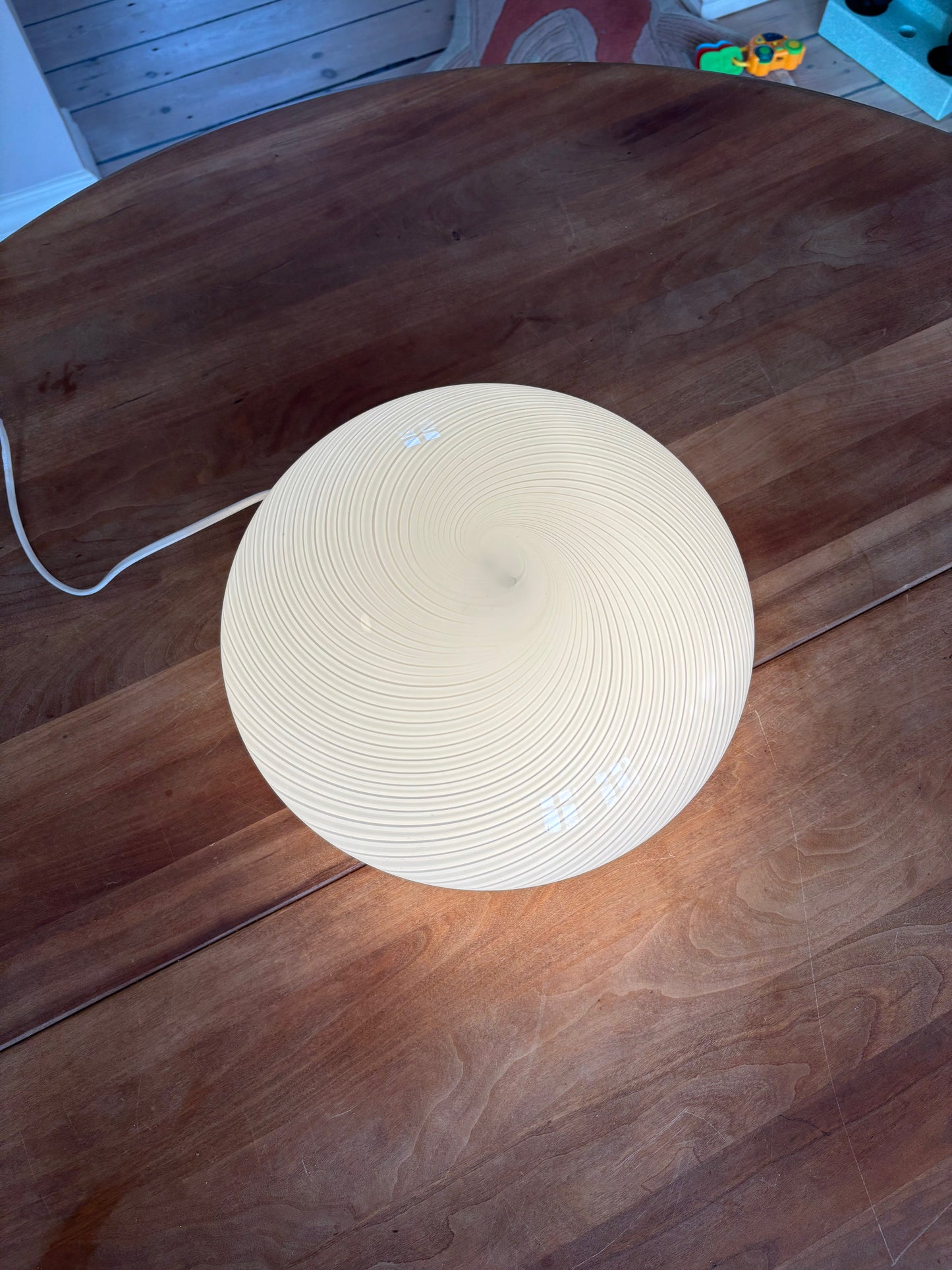 Vintage Murano plafond i hvidt og mørkt swirl 30 cm